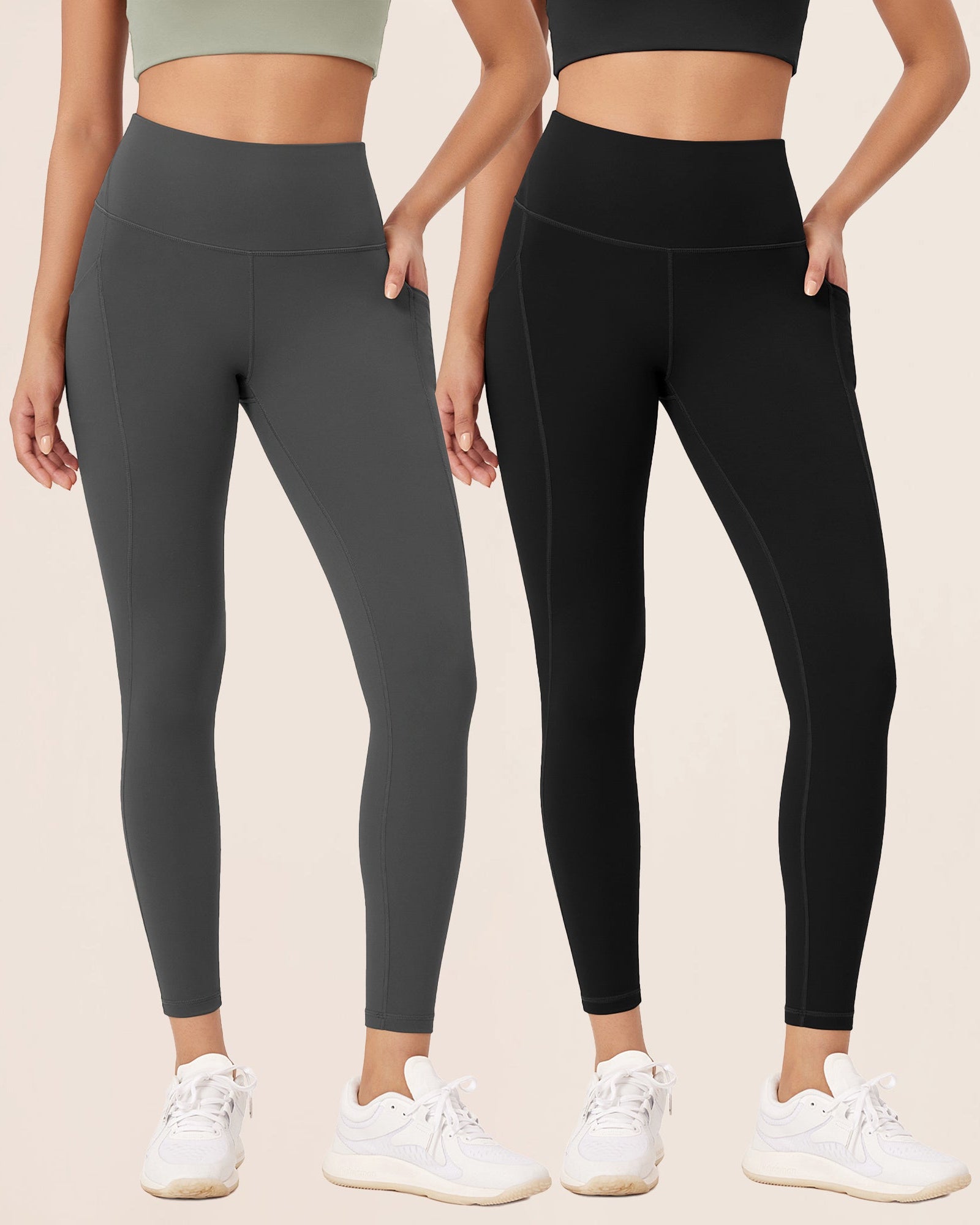 2-Pack 25�High Waist Workout Leggings with Pockets - ododos