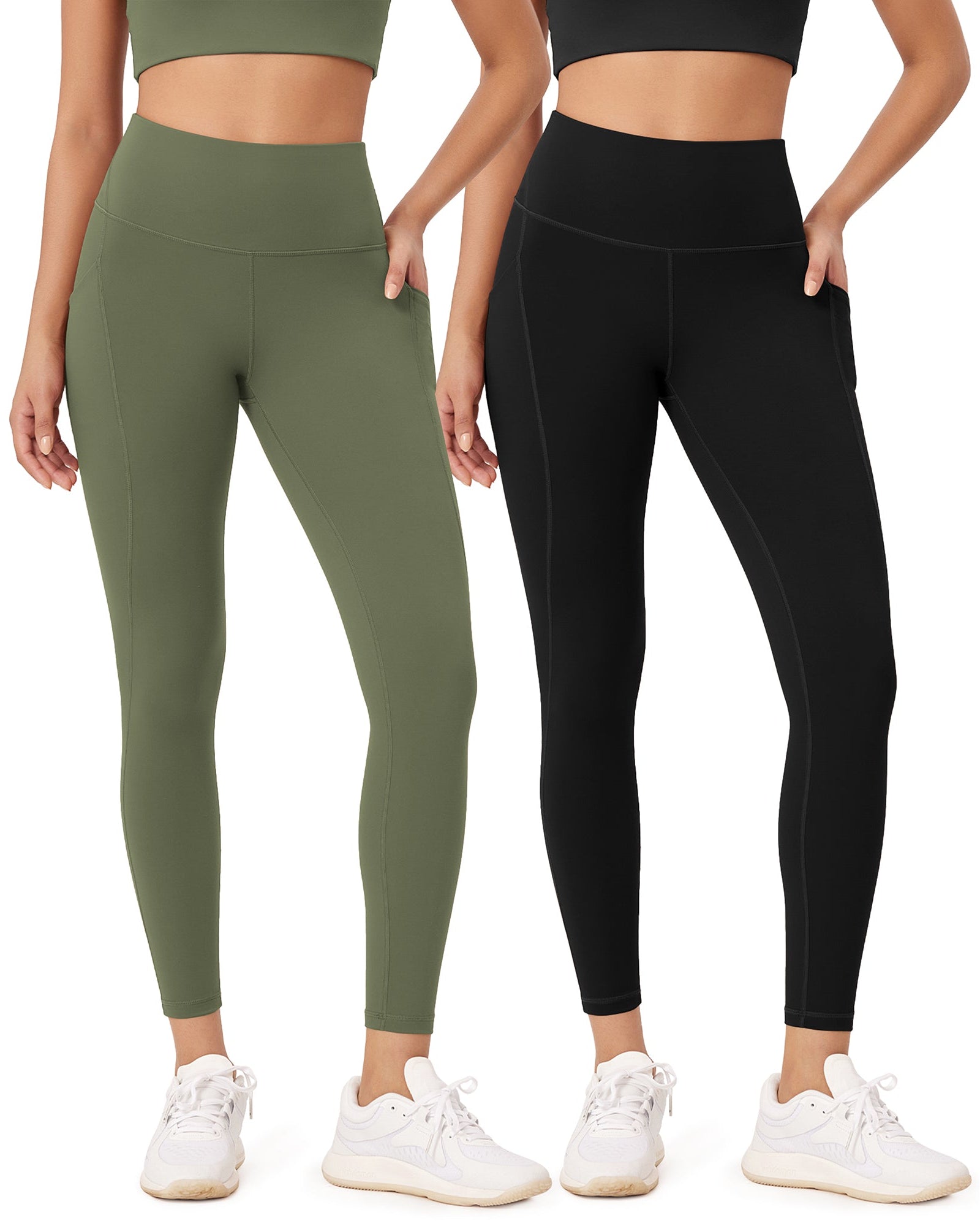 2-Pack 25�High Waist Workout Leggings with Pockets - ododos
