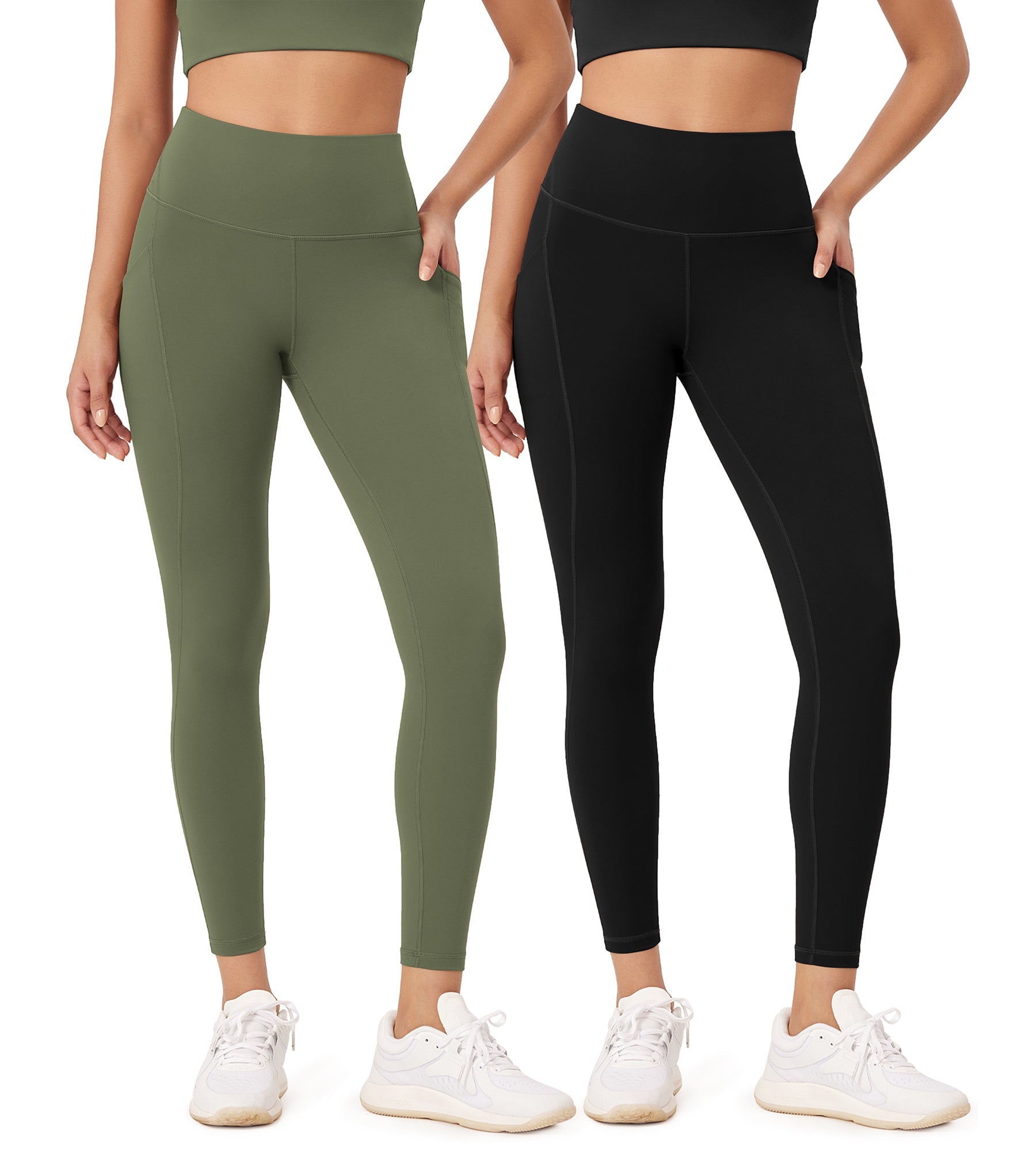 2-Pack 25�High Waist Workout Leggings with Pockets - ododos