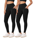 2-Pack 28 High Waist Workout Leggings with Pockets Black+Black - ododos
