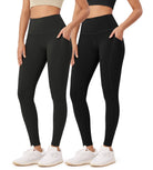 2-Pack 28 High Waist Workout Leggings with Pockets Black+Onyx Black - ododos