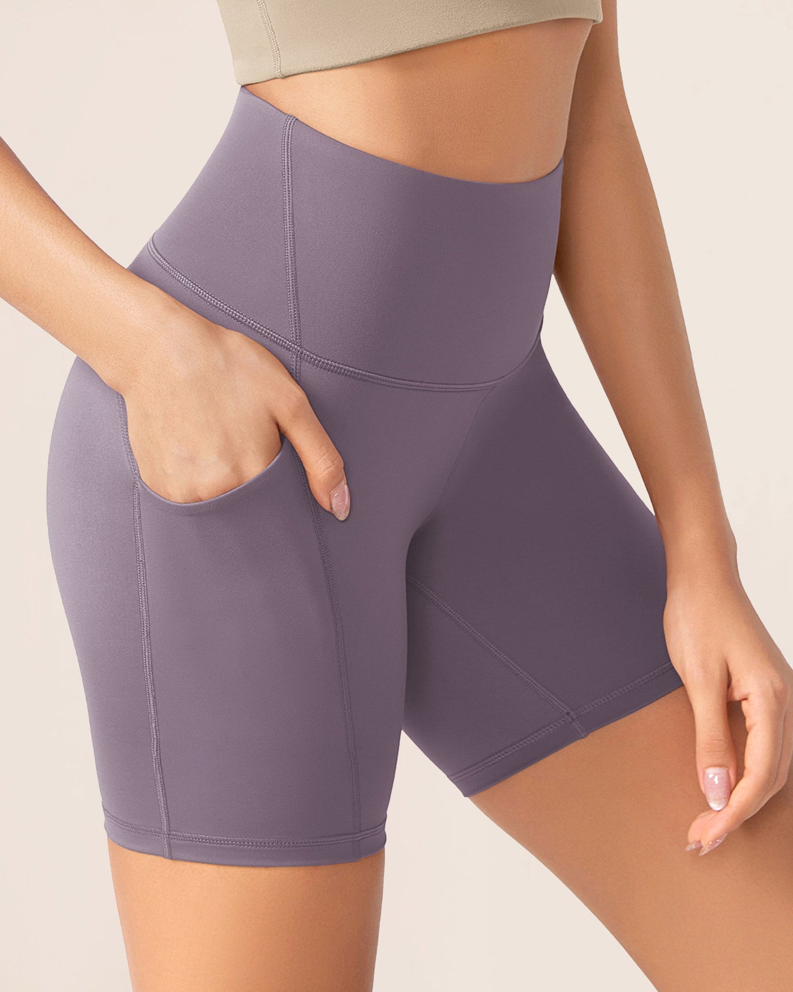 ODLEX 6 Inseam High Waist Workout Athletic Biker Shorts with Pockets - ododos