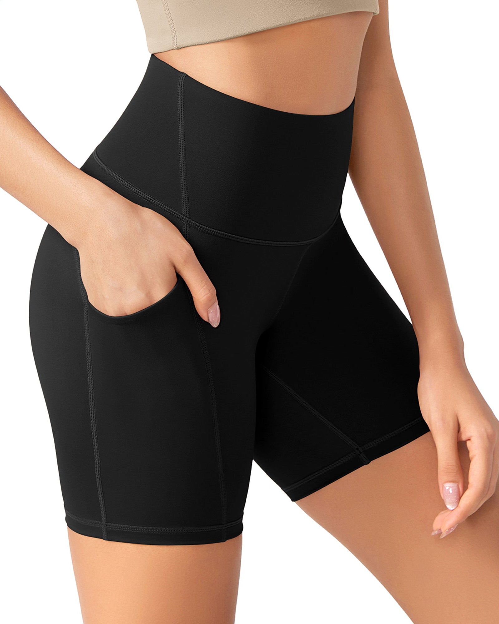 ODLEX 6 Inseam High Waist Workout Athletic Biker Shorts with Pockets - ododos