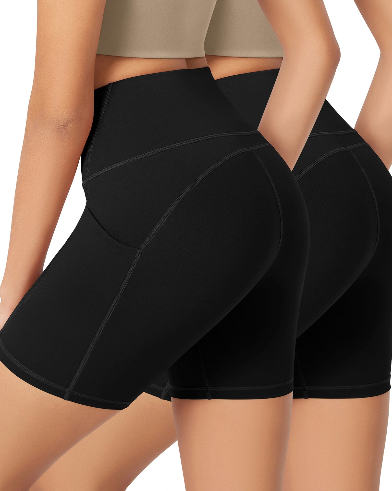 ODLEX 2-Pack 6 Inseam High Waist Workout Athletic Biker Shorts with Pockets - ododos