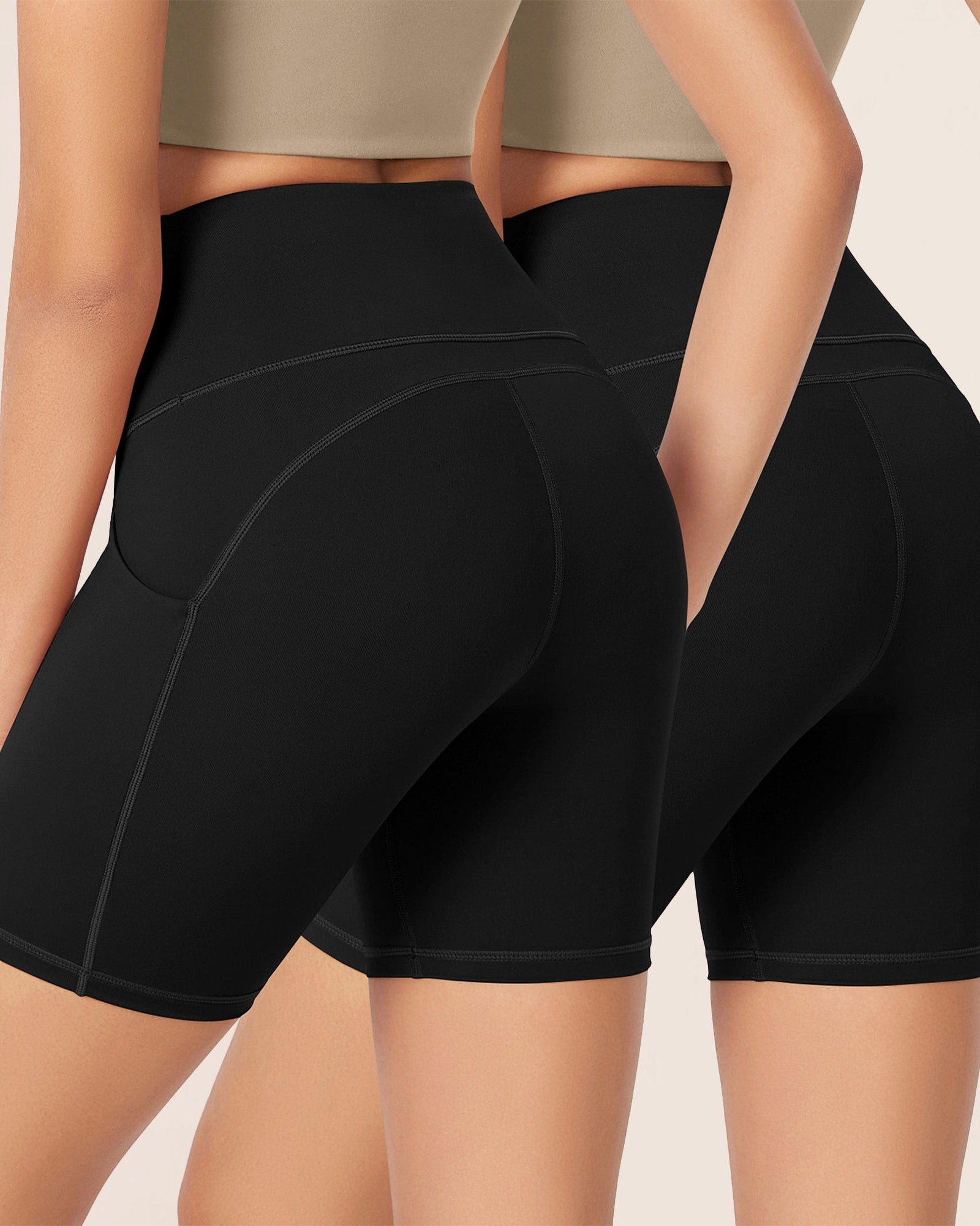 ODLEX 2-Pack 6 Inseam High Waist Workout Athletic Biker Shorts with Pockets - ododos