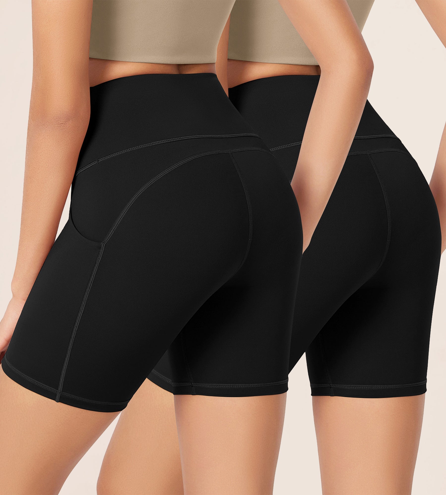 ODLEX 2-Pack 6 Inseam High Waist Workout Athletic Biker Shorts with Pockets - ododos