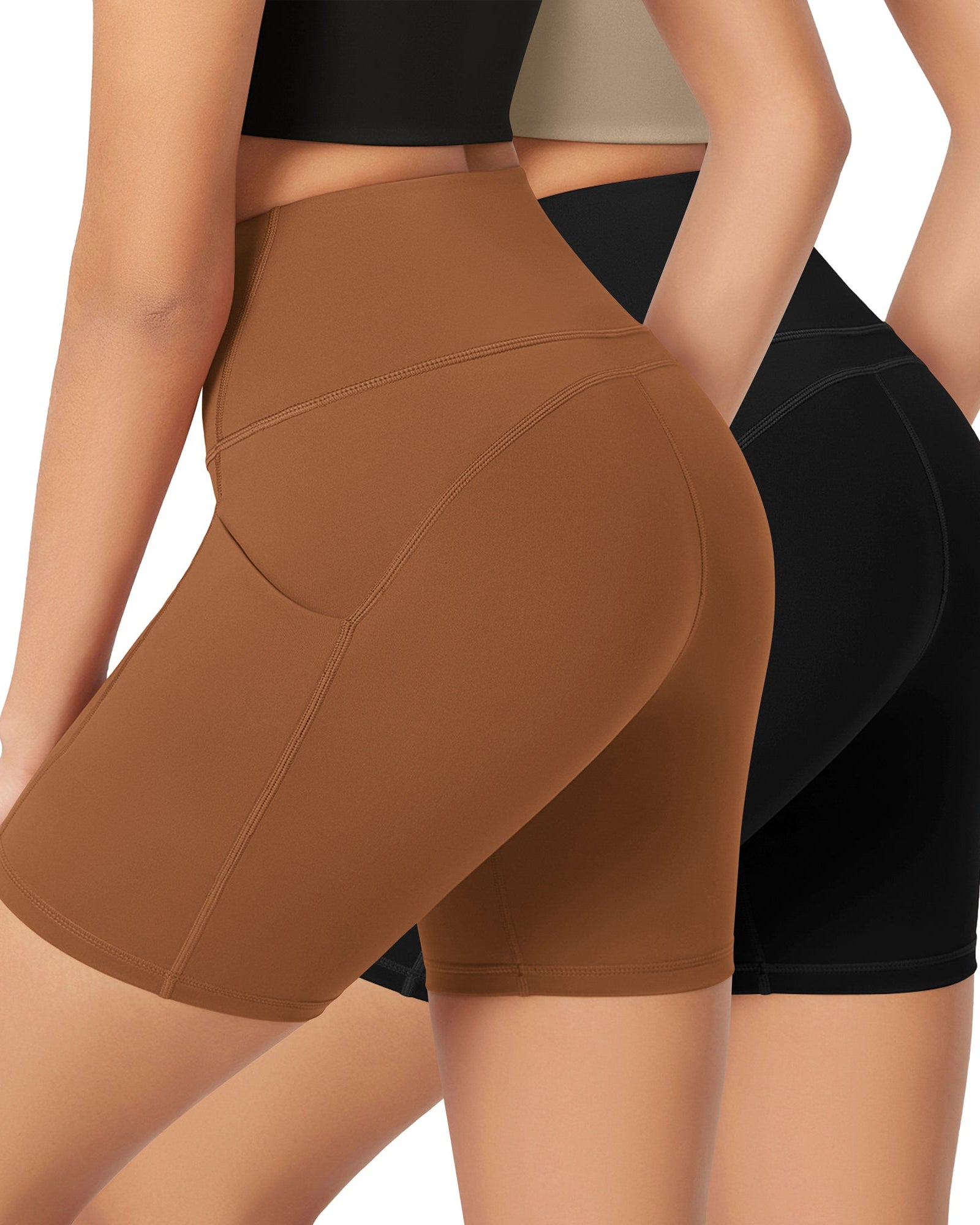 ODLEX 2-Pack 6 Inseam High Waist Workout Athletic Biker Shorts with Pockets - ododos