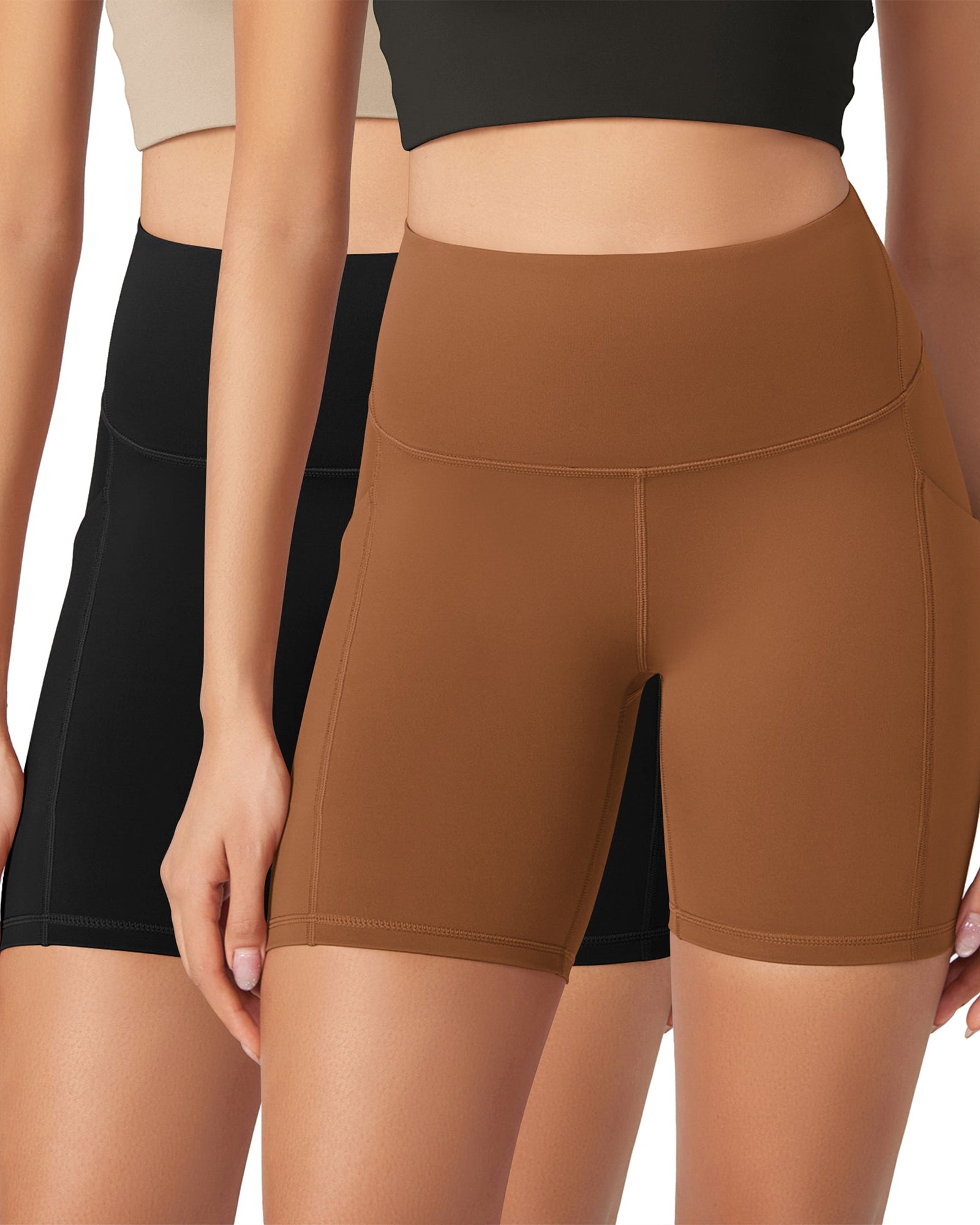 ODLEX 2-Pack 6 Inseam High Waist Workout Athletic Biker Shorts with Pockets - ododos