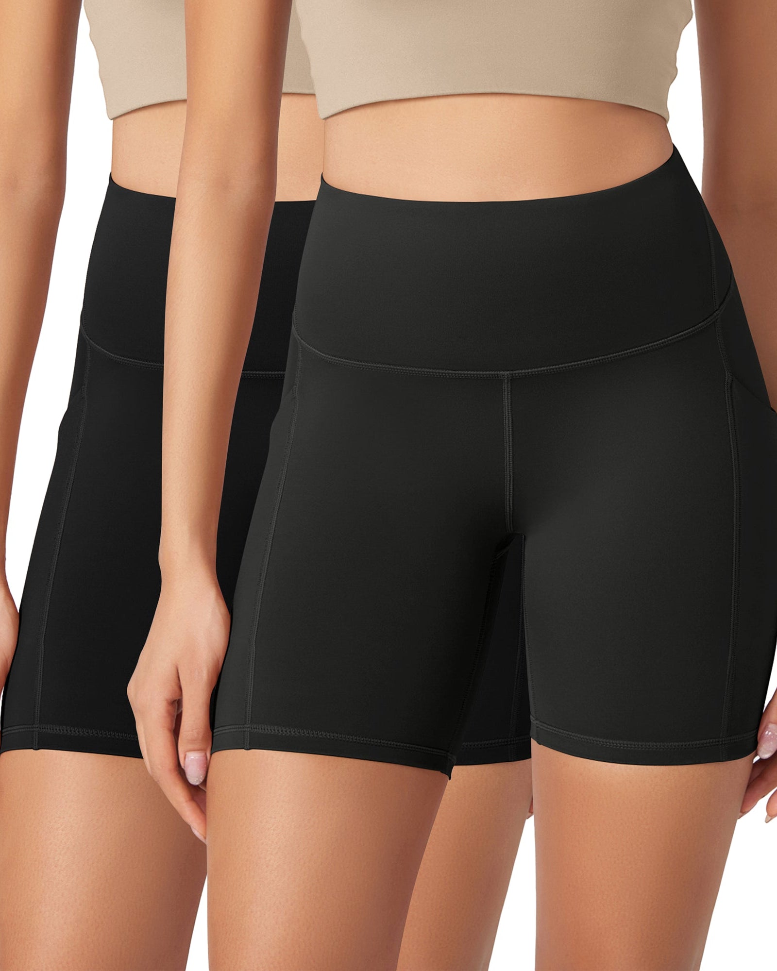 ODLEX 2-Pack 6 Inseam High Waist Workout Athletic Biker Shorts with Pockets - ododos