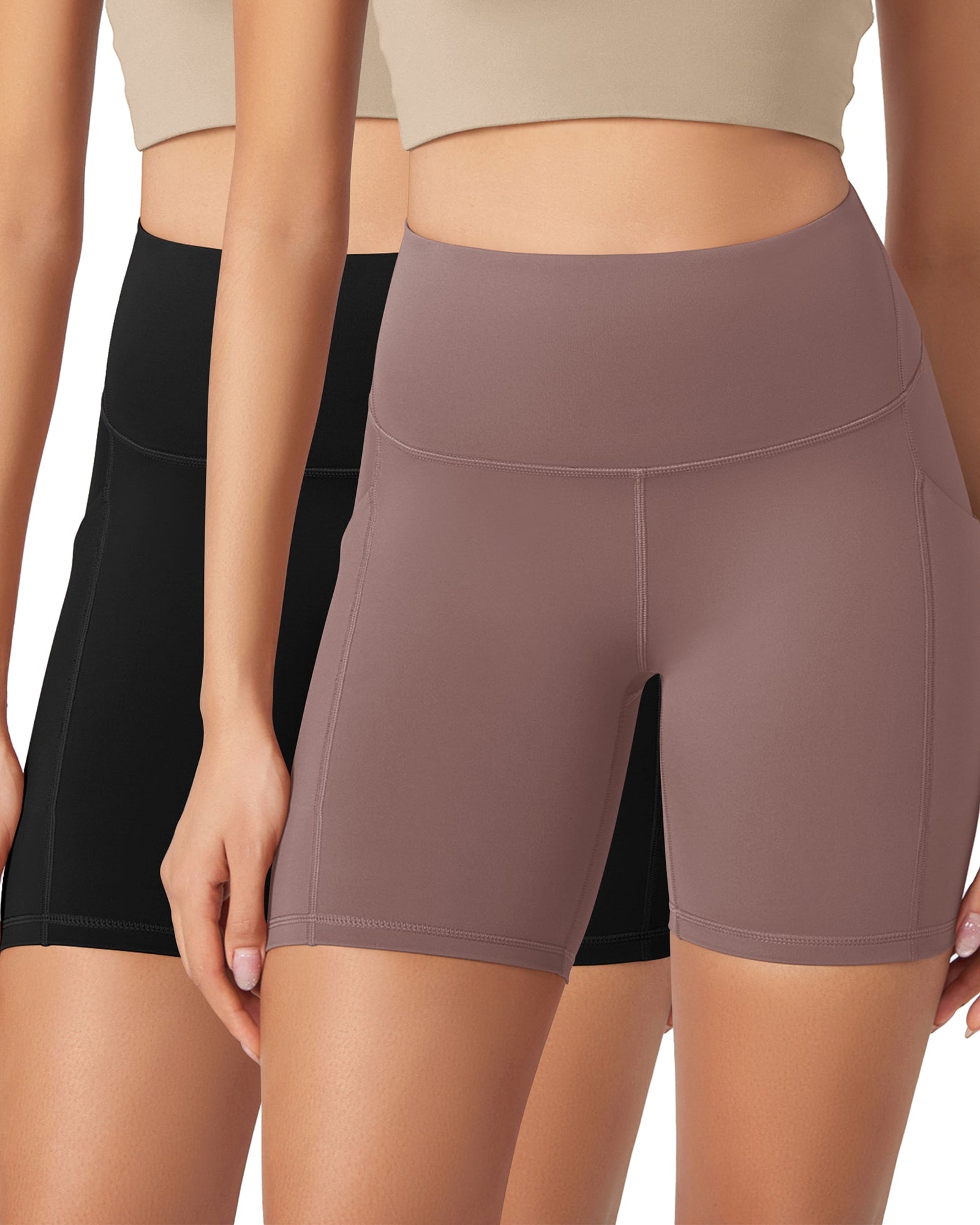 ODLEX 2-Pack 6 Inseam High Waist Workout Athletic Biker Shorts with Pockets - ododos