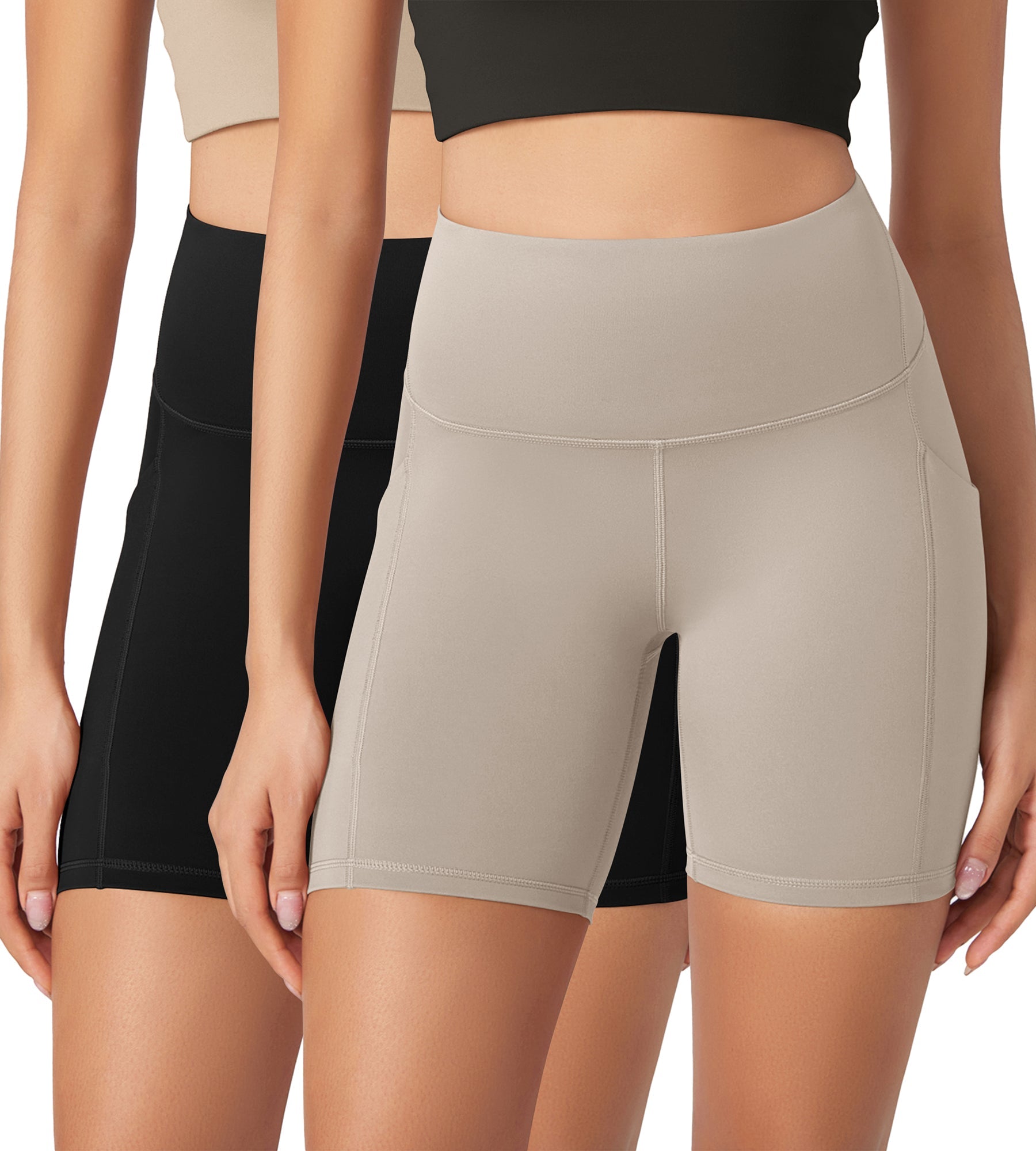 ODLEX 2-Pack 6 Inseam High Waist Workout Athletic Biker Shorts with Pockets - ododos