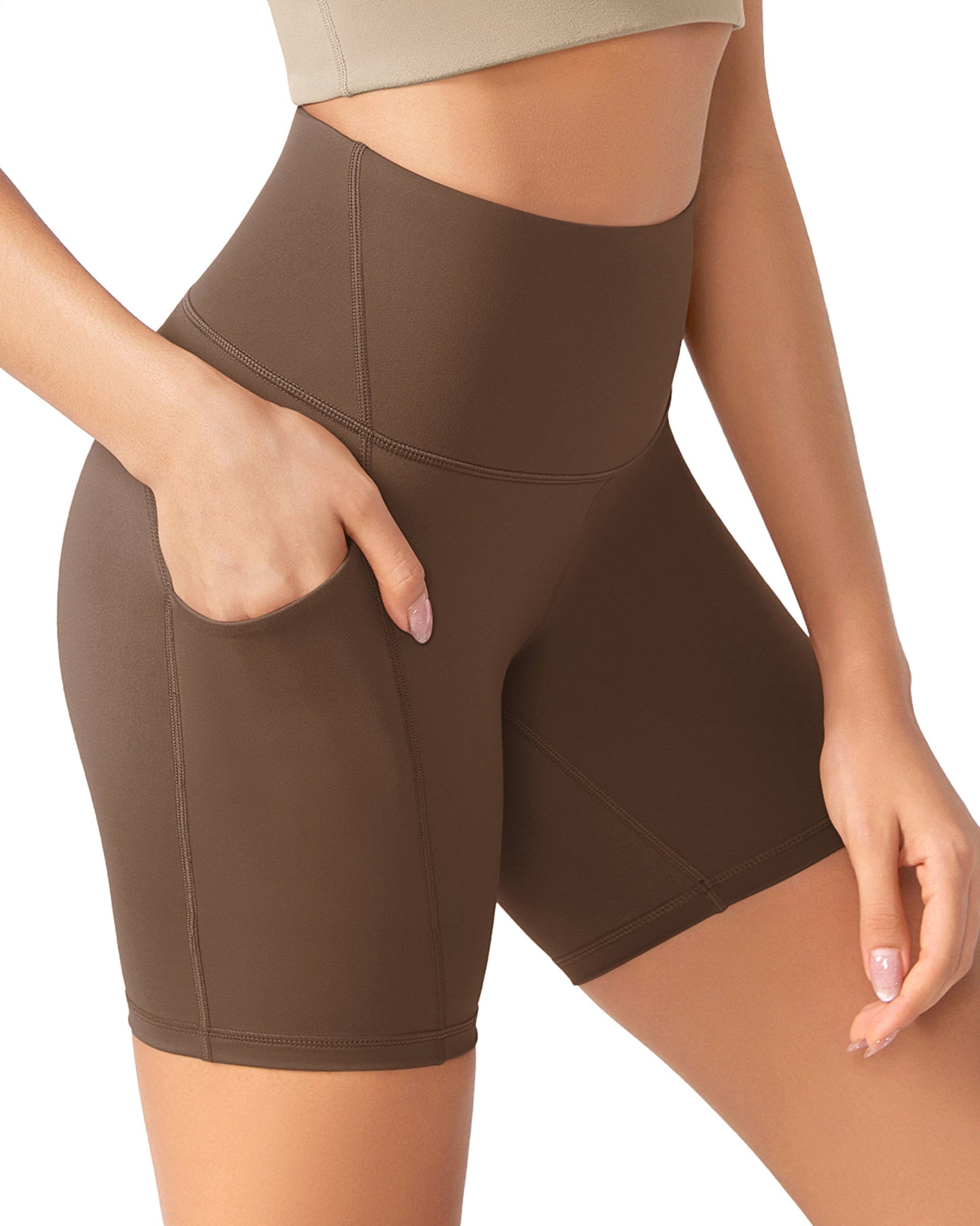ODLEX 6 Inseam High Waist Workout Athletic Biker Shorts with Pockets - ododos