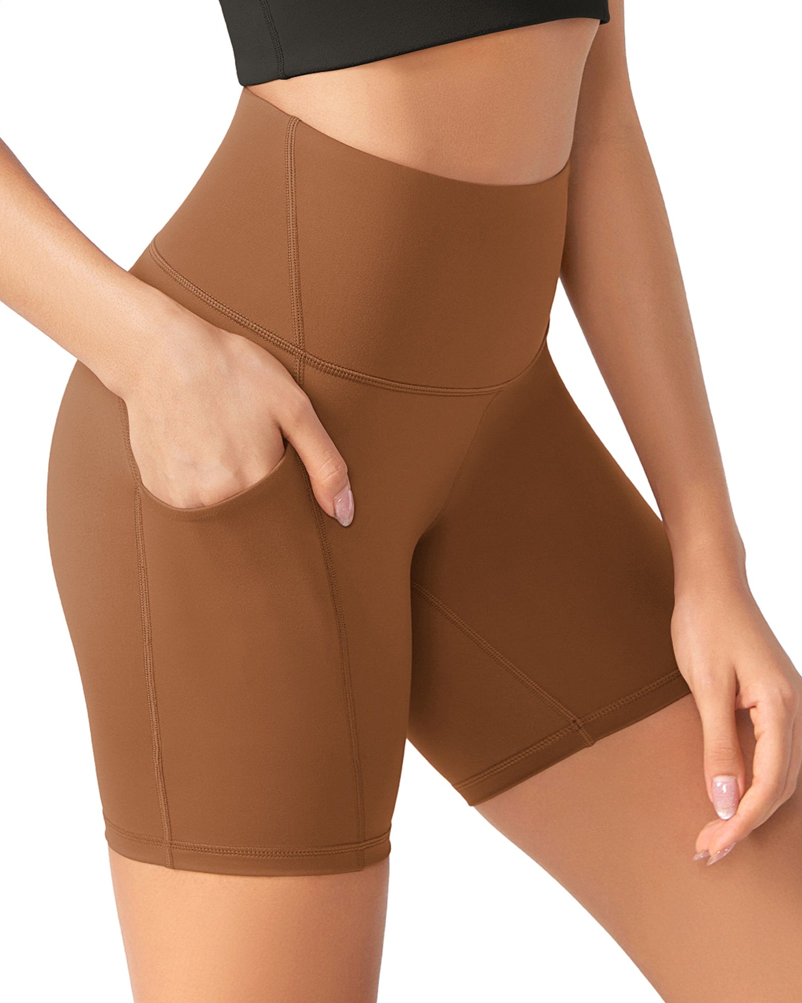 ODLEX 6 Inseam High Waist Workout Athletic Biker Shorts with Pockets - ododos