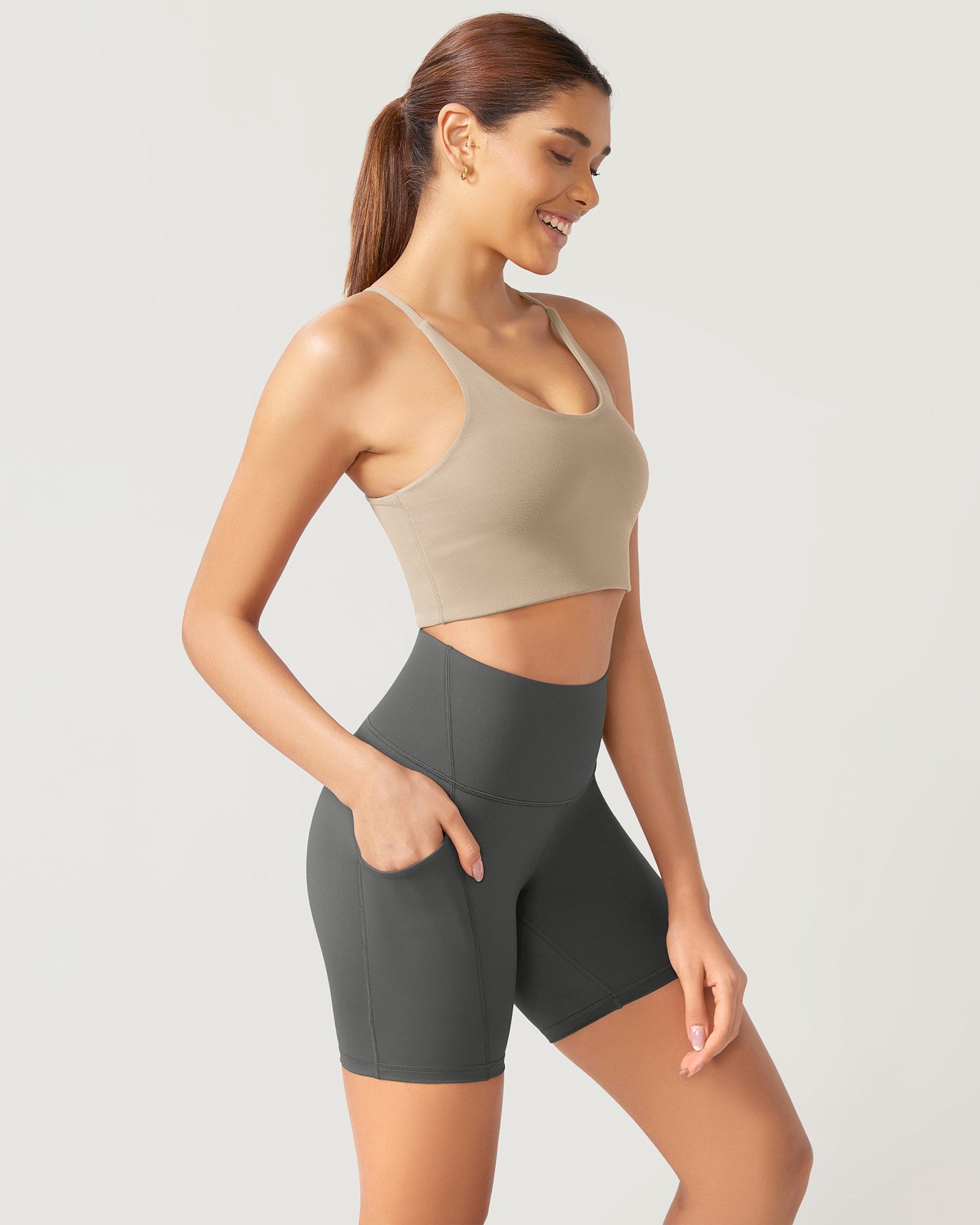 ODLEX 6 Inseam High Waist Workout Athletic Biker Shorts with Pockets - ododos
