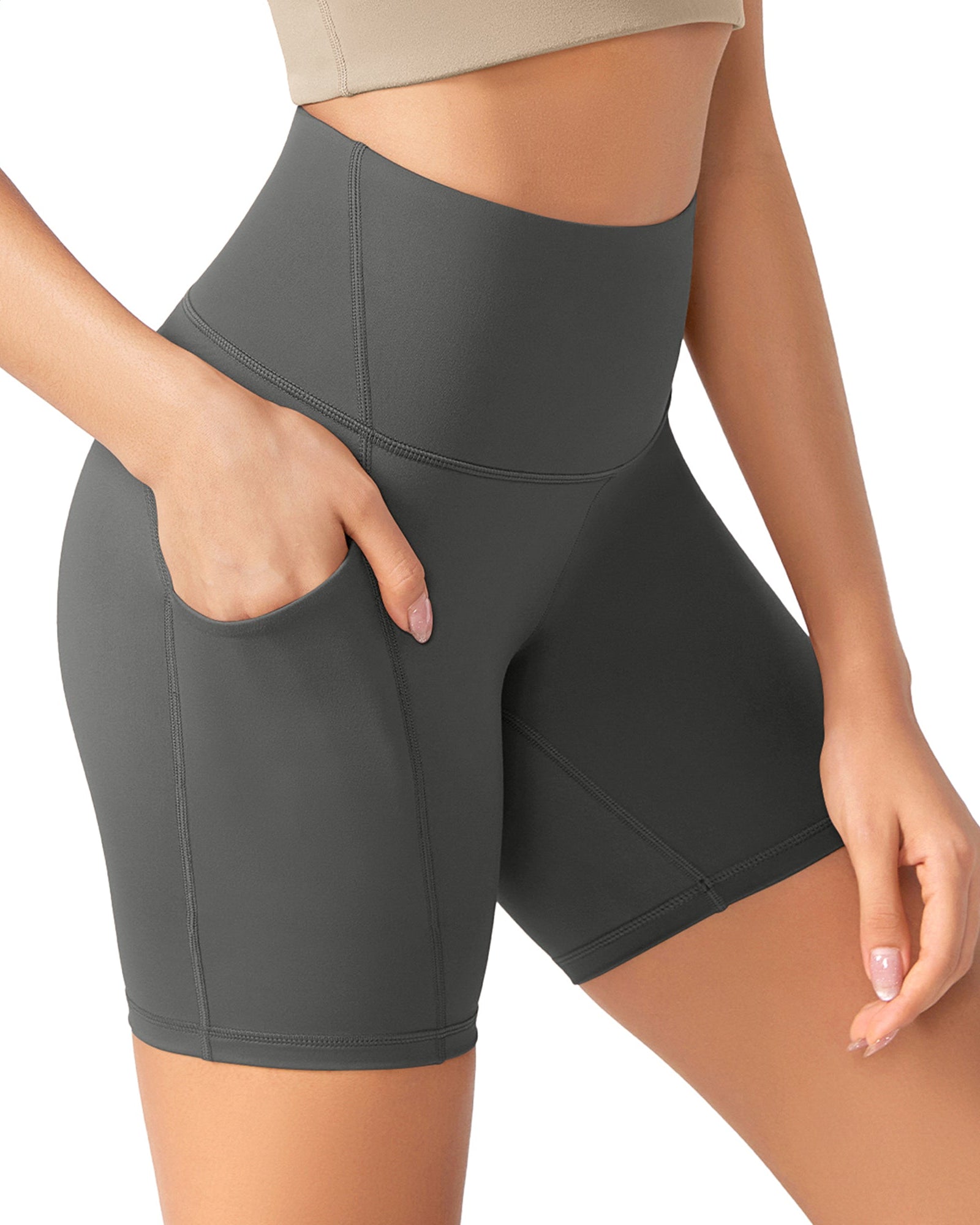 ODLEX 6 Inseam High Waist Workout Athletic Biker Shorts with Pockets - ododos