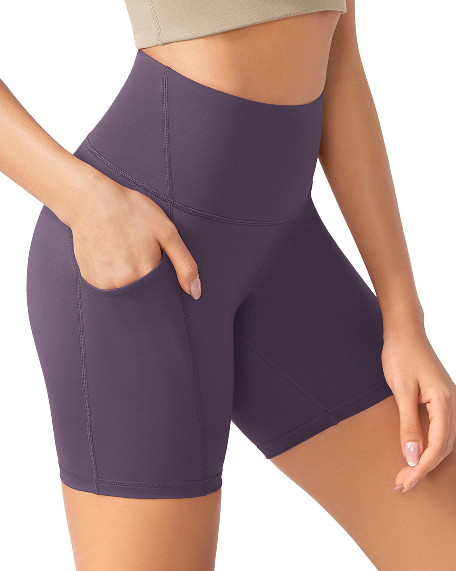 ODLEX 6 Inseam High Waist Workout Athletic Biker Shorts with Pockets - ododos