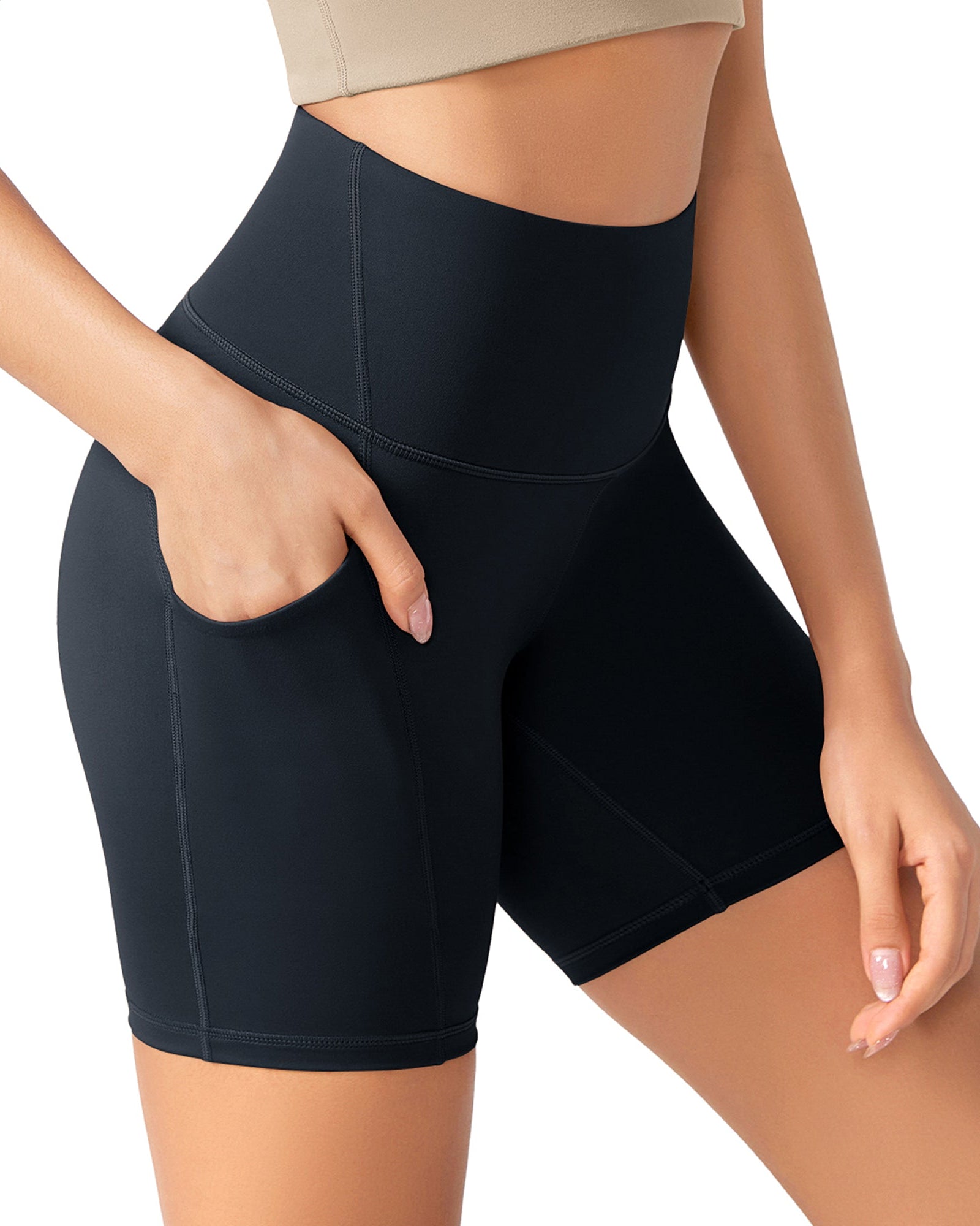 ODLEX 6 Inseam High Waist Workout Athletic Biker Shorts with Pockets - ododos
