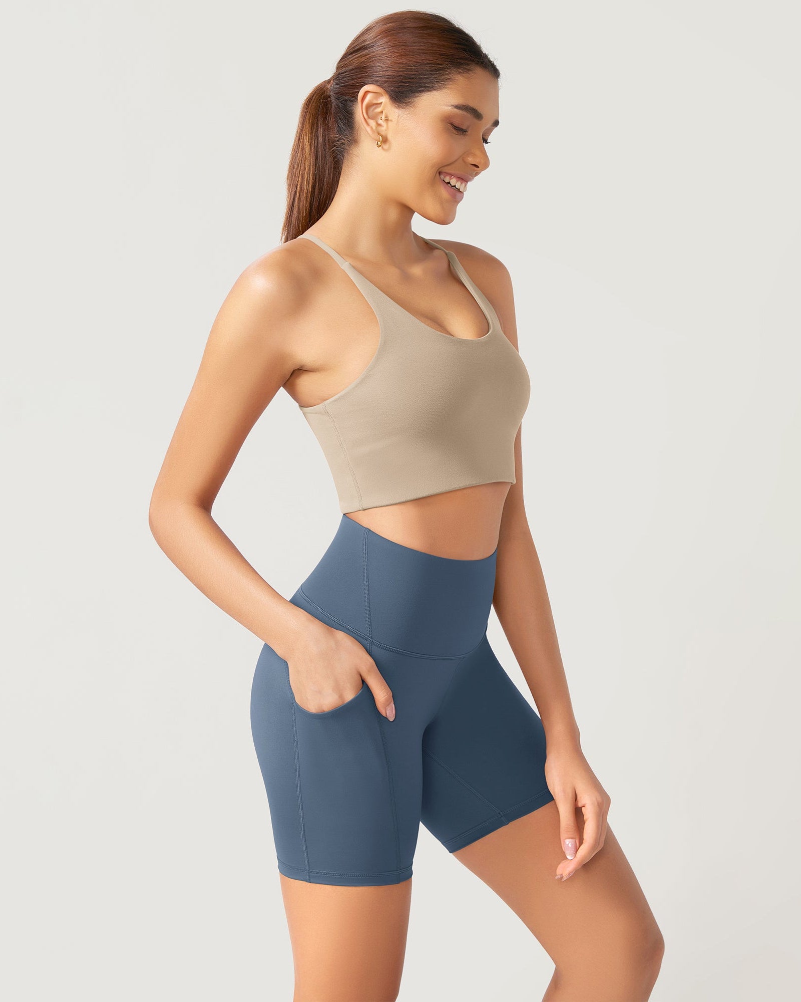 ODLEX 6 Inseam High Waist Workout Athletic Biker Shorts with Pockets - ododos
