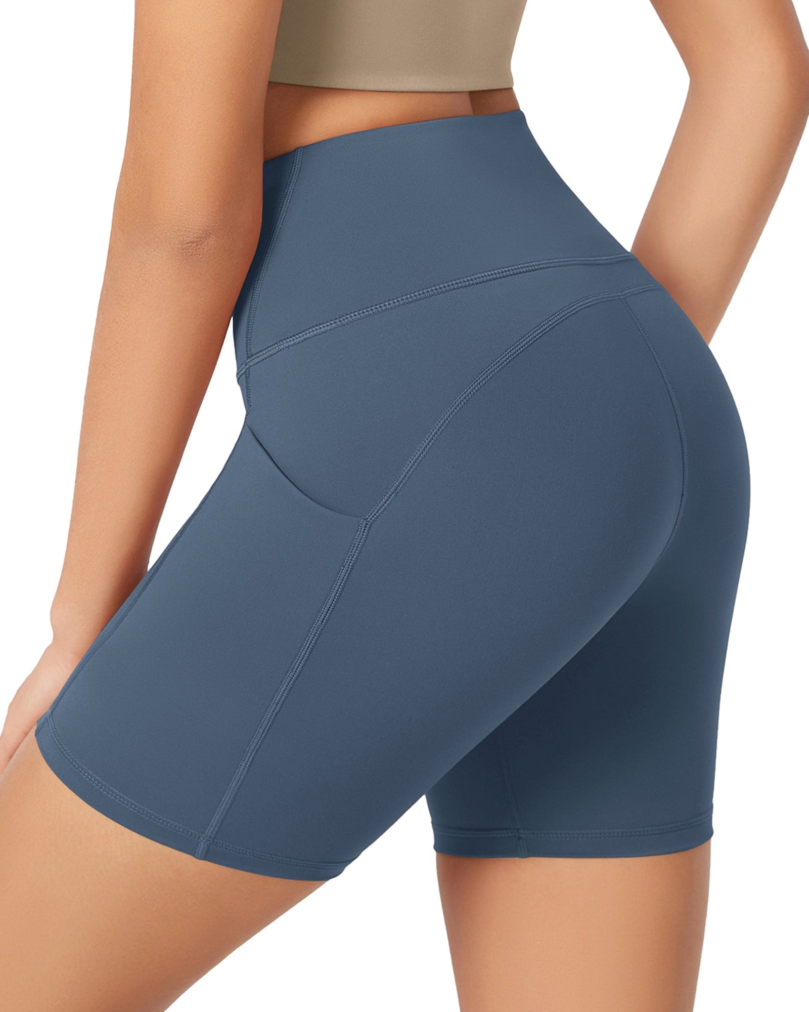 ODLEX 6 Inseam High Waist Workout Athletic Biker Shorts with Pockets - ododos