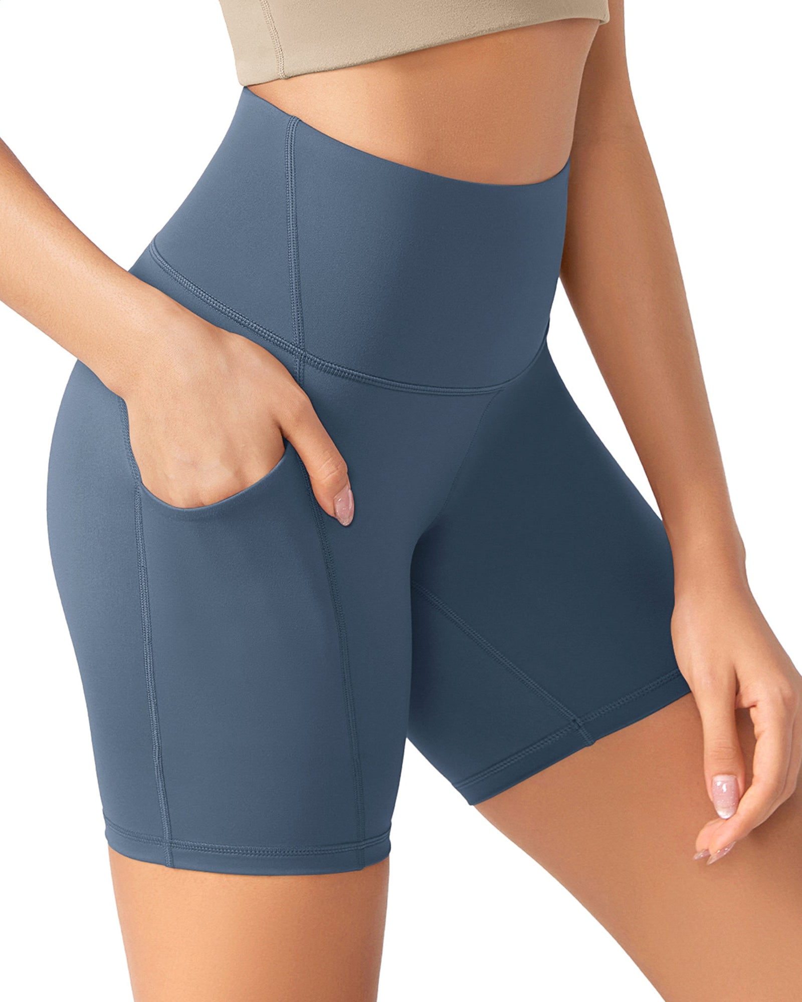 ODLEX 6 Inseam High Waist Workout Athletic Biker Shorts with Pockets - ododos