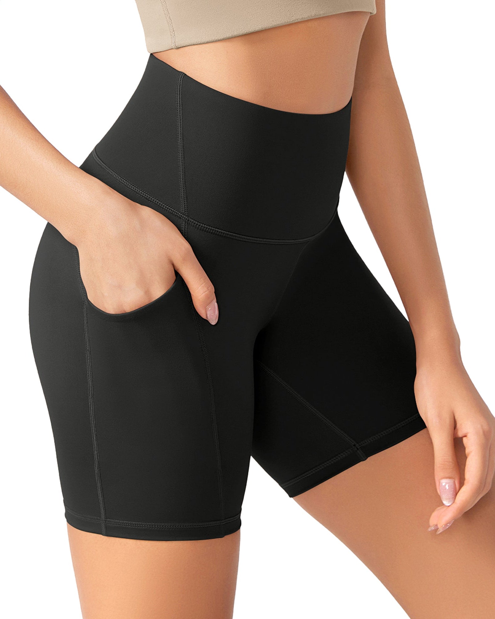 ODLEX 6 Inseam High Waist Workout Athletic Biker Shorts with Pockets - ododos