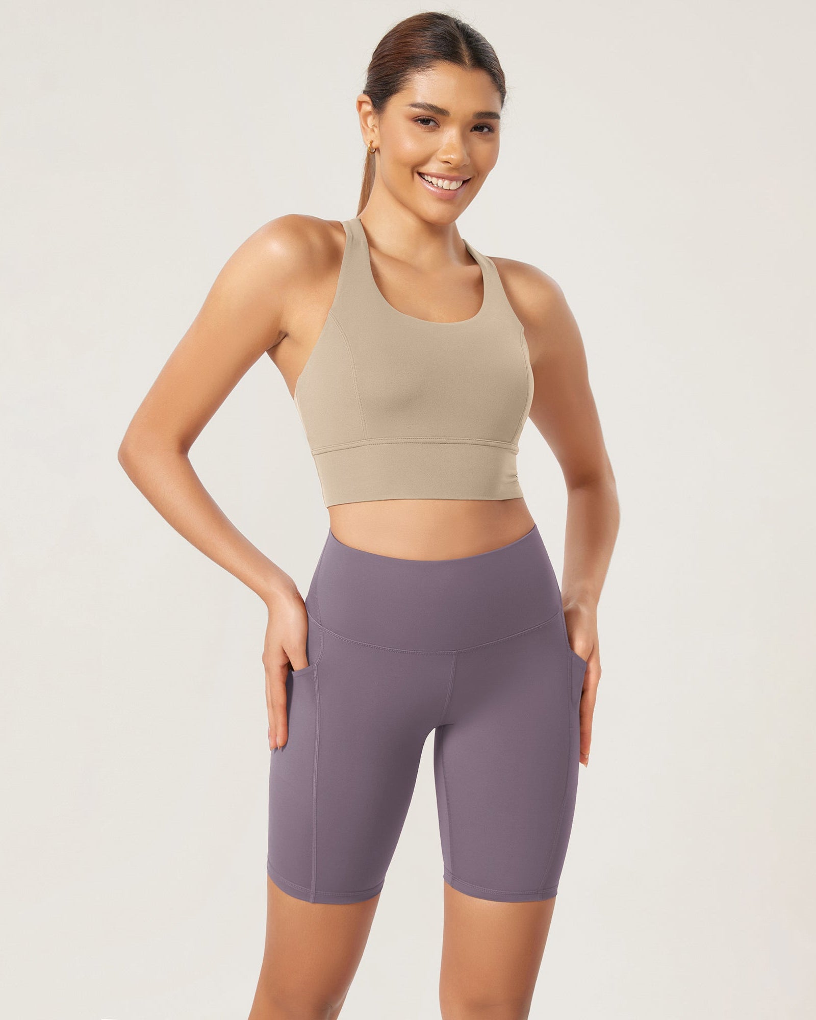 ODLEX 8 Inseam High Waist Workout Athletic Biker Shorts with Pockets - ododos