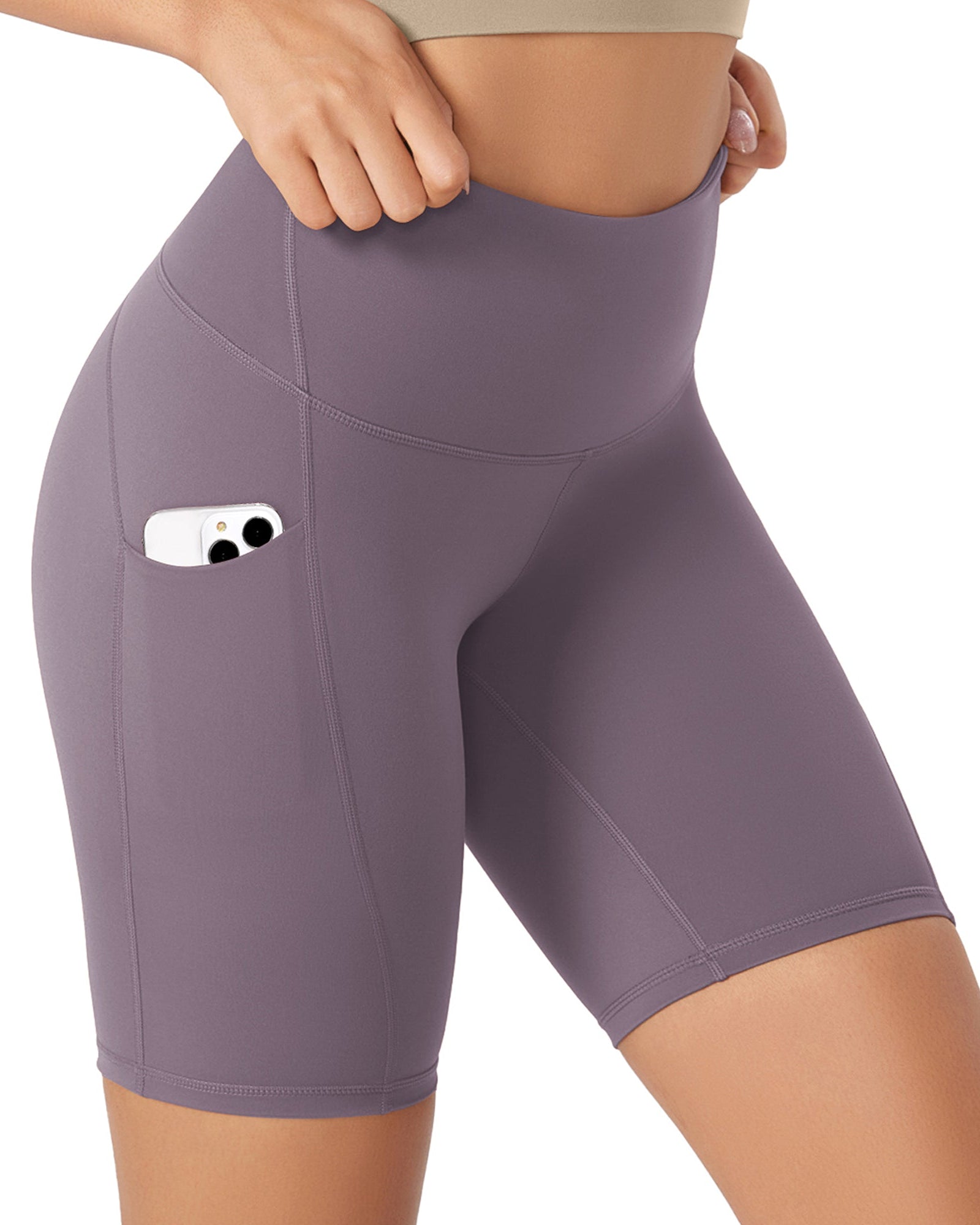 ODLEX 8 Inseam High Waist Workout Athletic Biker Shorts with Pockets - ododos