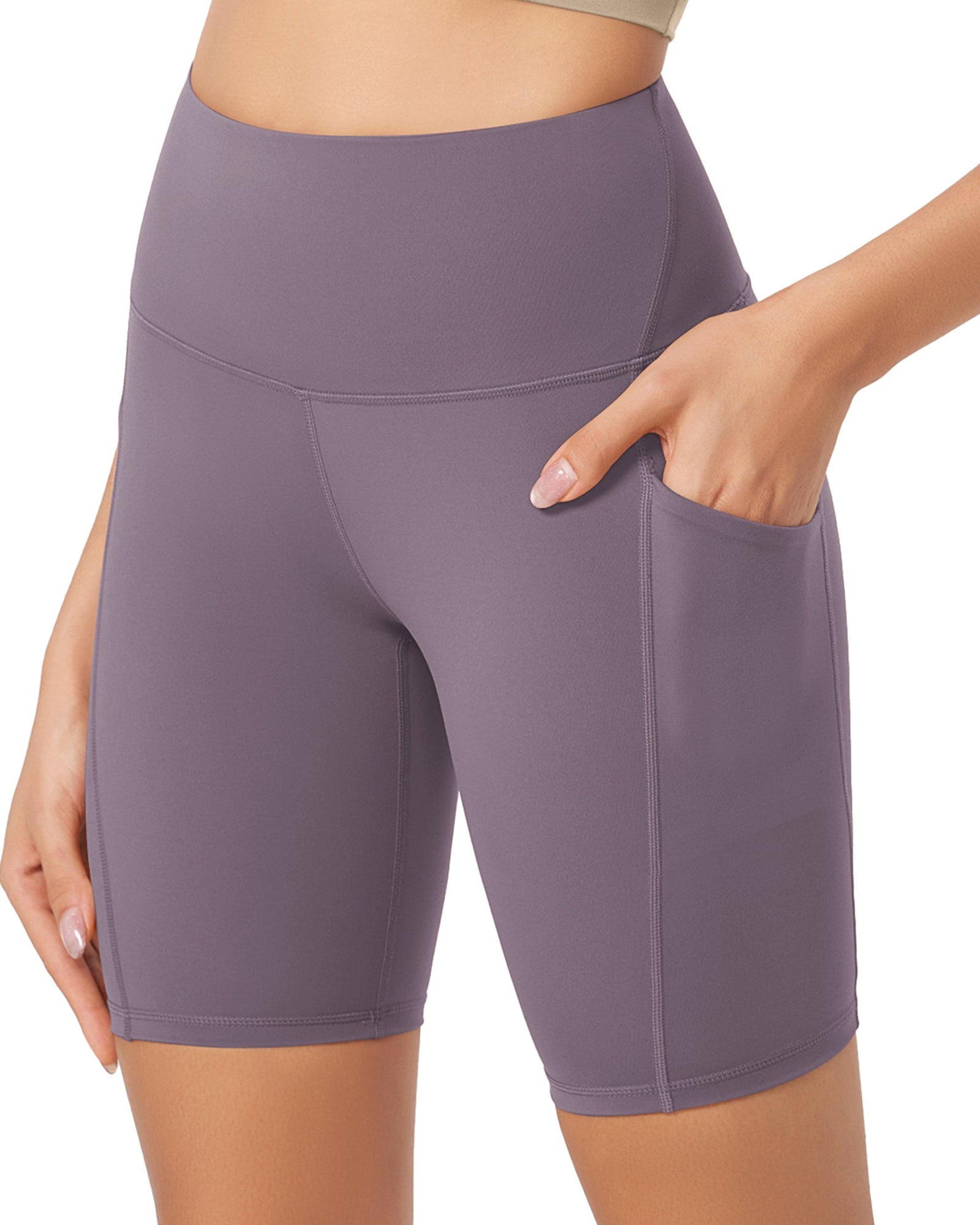 ODLEX 8 Inseam High Waist Workout Athletic Biker Shorts with Pockets - ododos