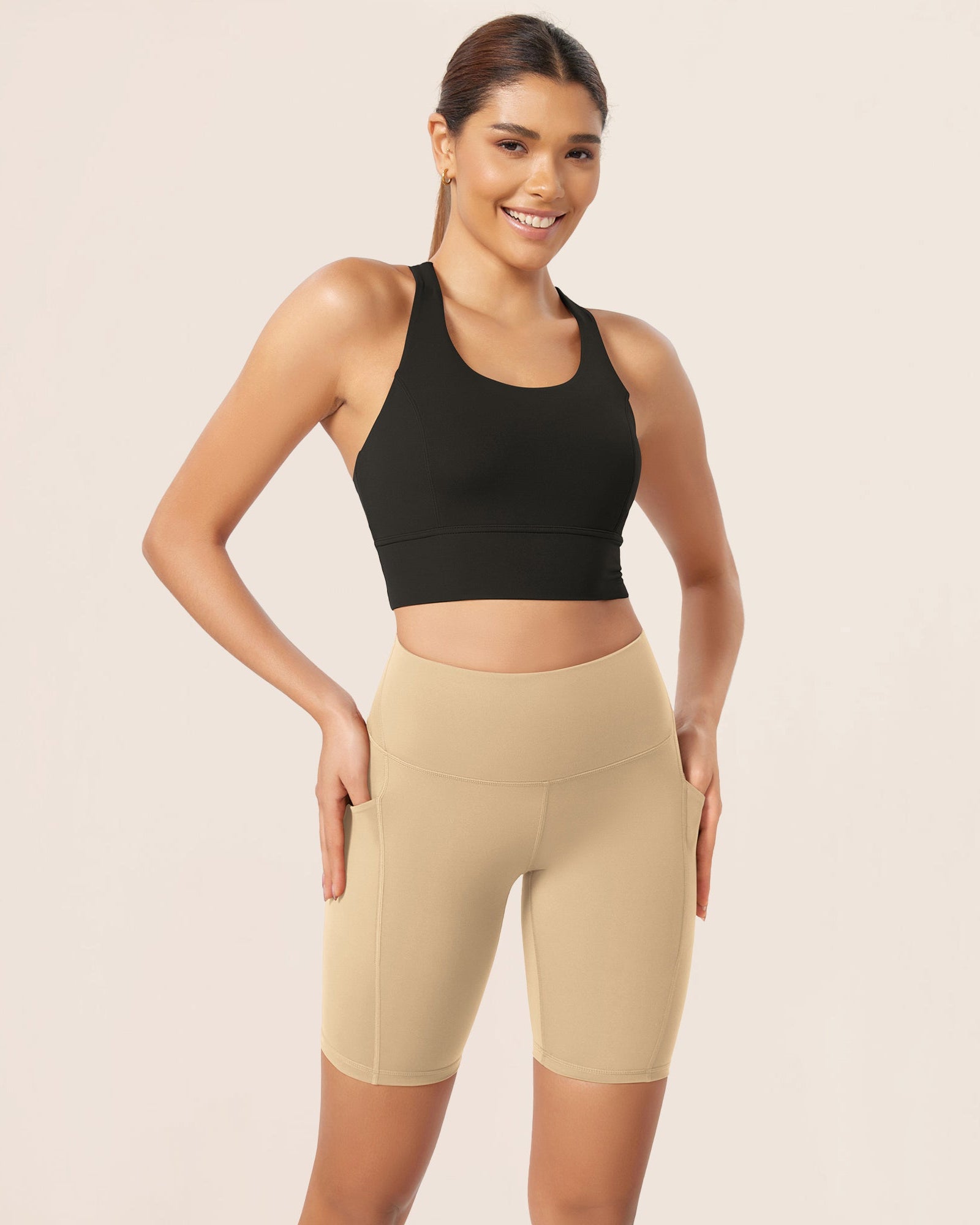 ODLEX 8 Inseam High Waist Workout Athletic Biker Shorts with Pockets - ododos