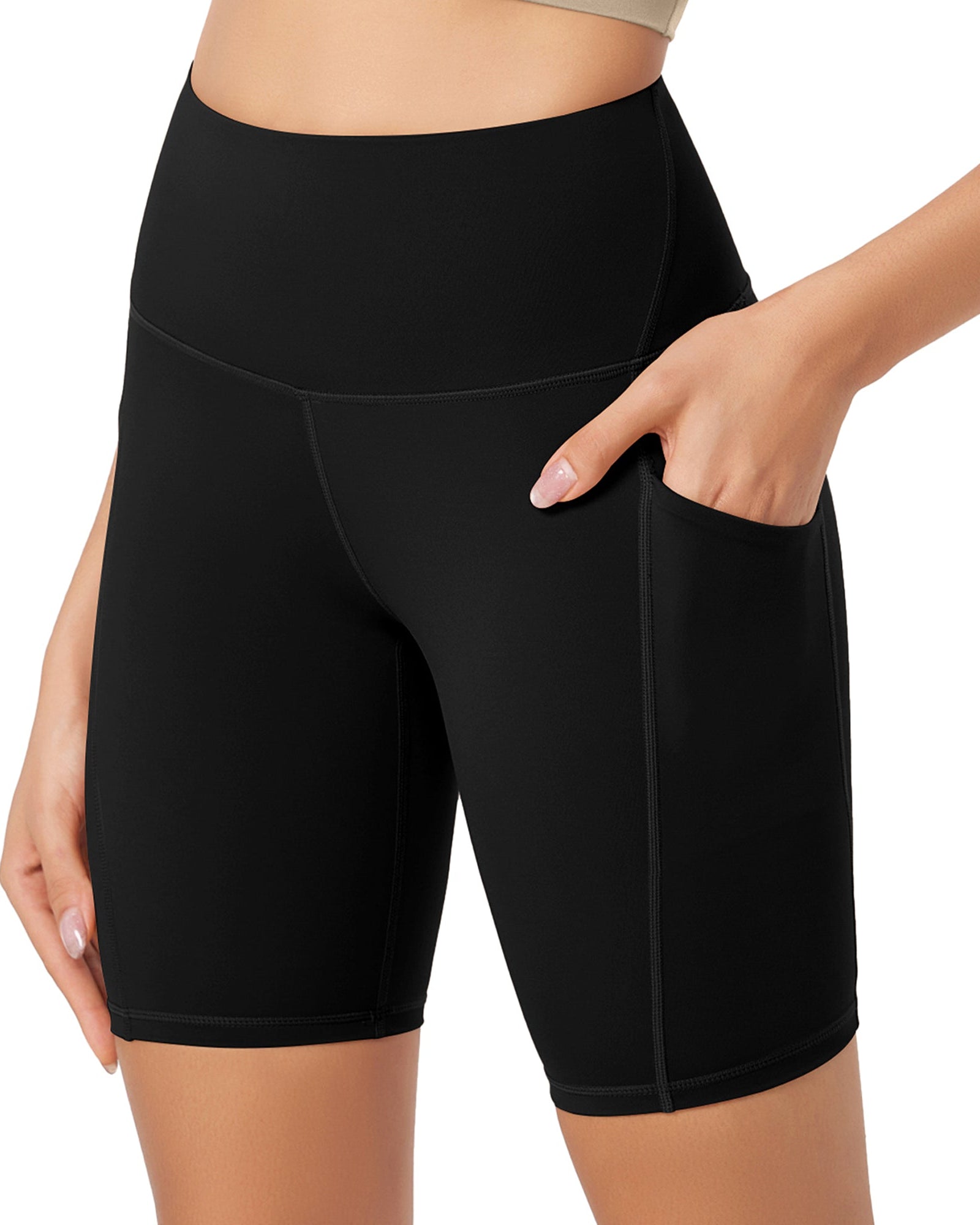 ODLEX 8 Inseam High Waist Workout Athletic Biker Shorts with Pockets - ododos