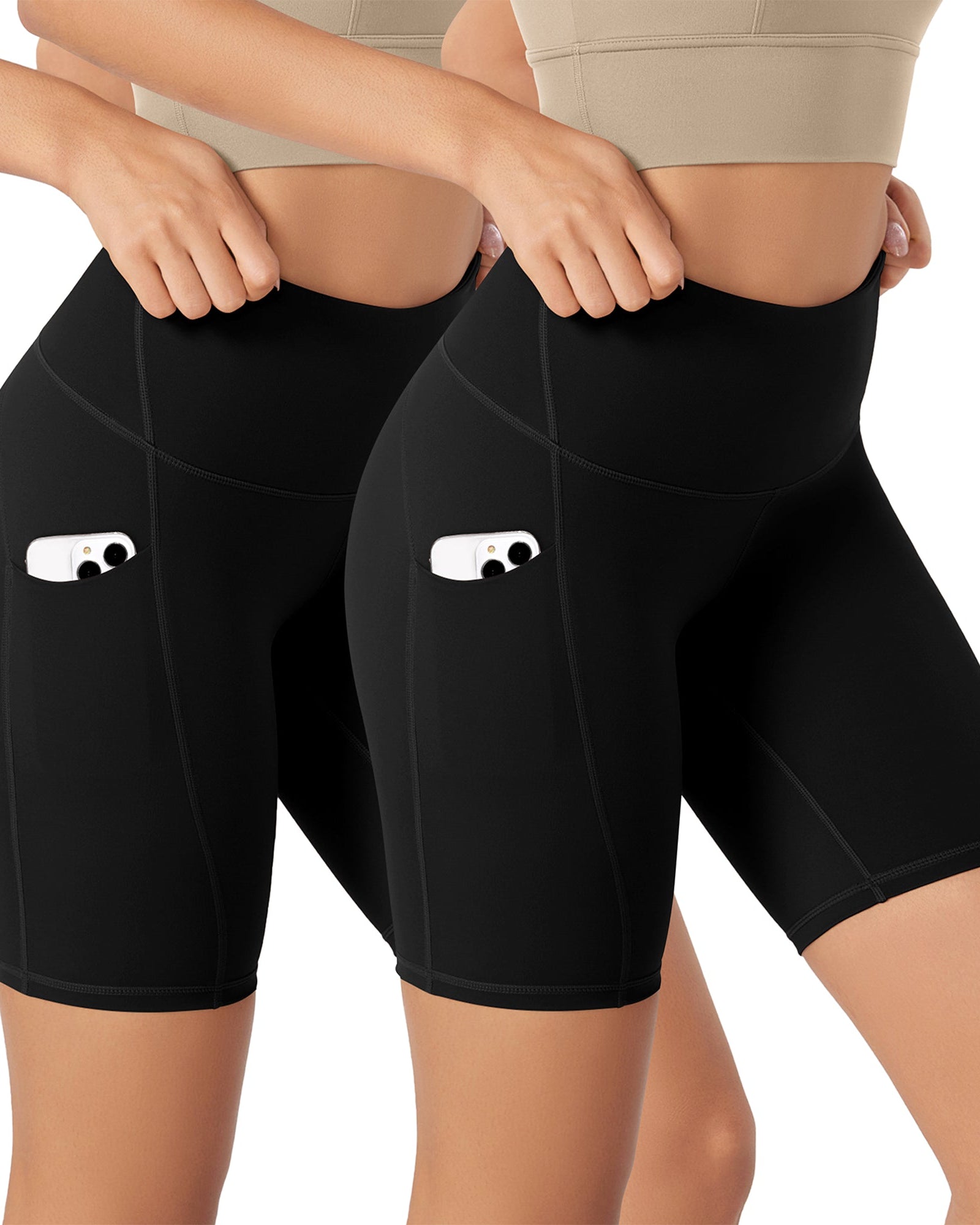 ODLEX 2-Pack 8 Inseam High Waist Workout Athletic Biker Shorts with Pockets - ododos