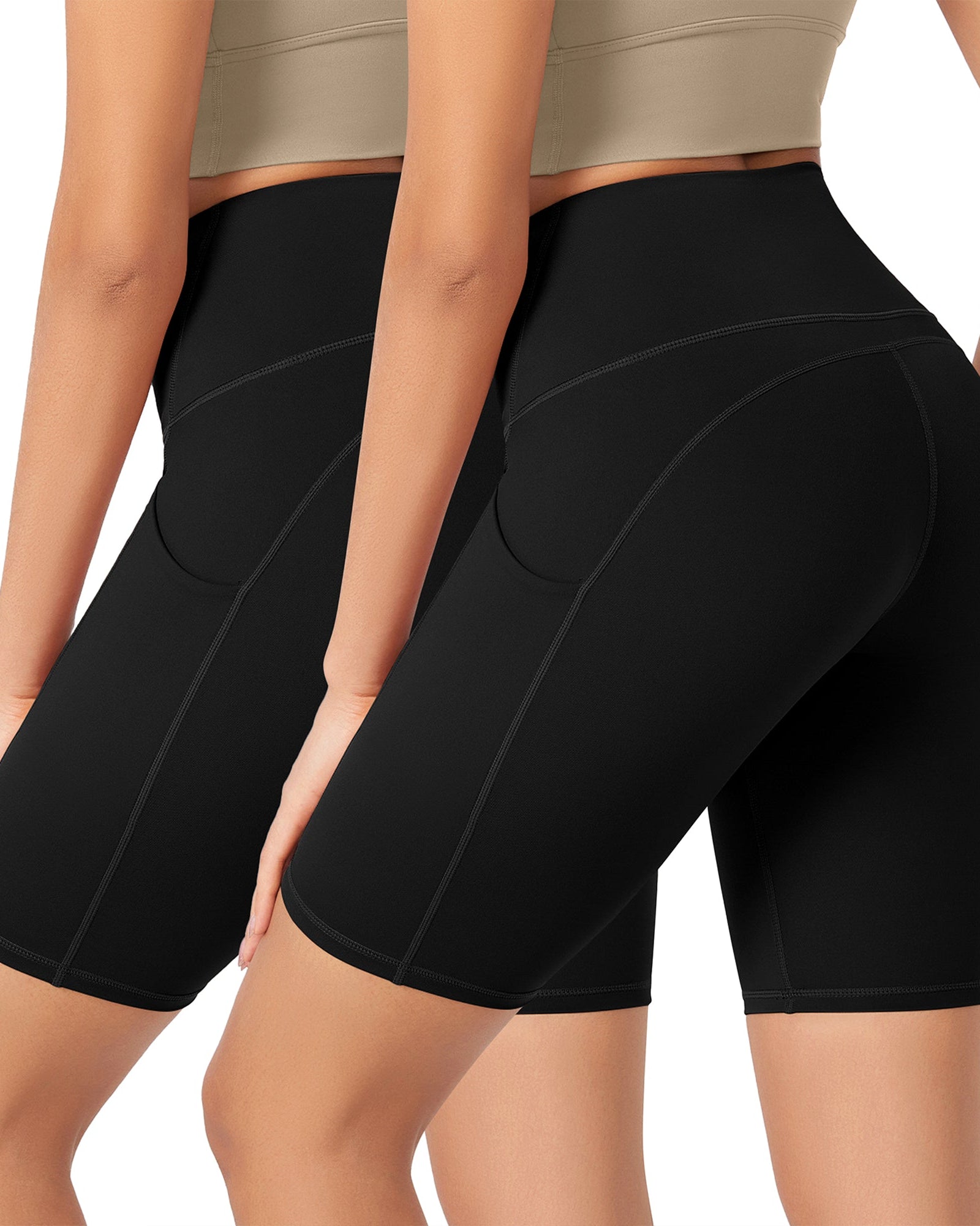 ODLEX 2-Pack 8 Inseam High Waist Workout Athletic Biker Shorts with Pockets - ododos