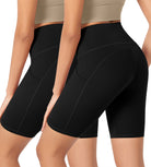 ODLEX 2-Pack 8 Inseam High Waist Workout Athletic Biker Shorts with Pockets - ododos