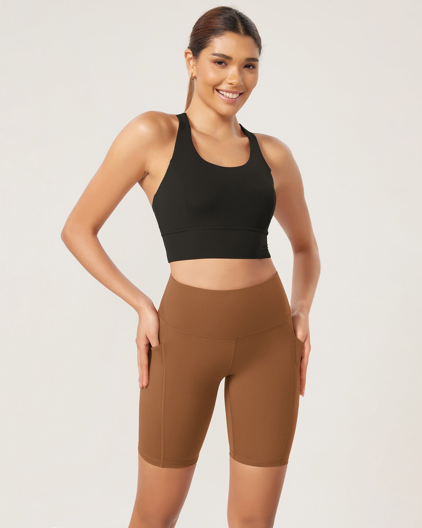 ODLEX 2-Pack 8 Inseam High Waist Workout Athletic Biker Shorts with Pockets - ododos