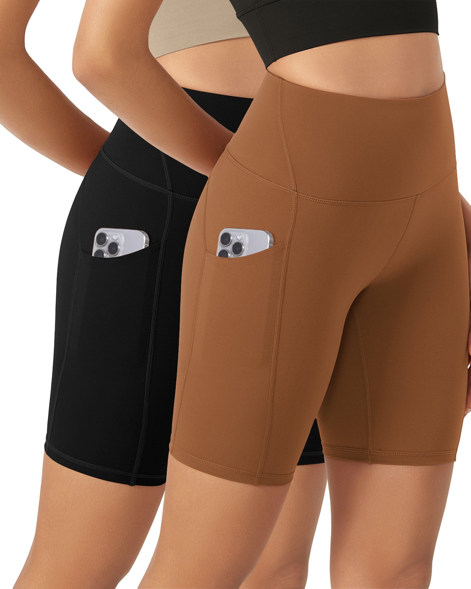 ODLEX 2-Pack 8 Inseam High Waist Workout Athletic Biker Shorts with Pockets - ododos