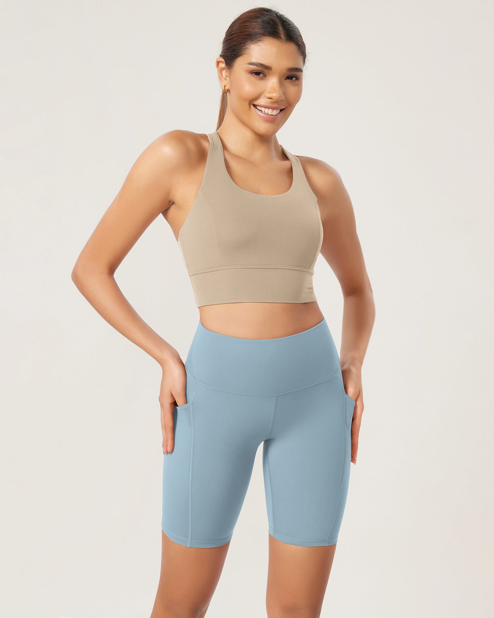 ODLEX 2-Pack 8 Inseam High Waist Workout Athletic Biker Shorts with Pockets - ododos