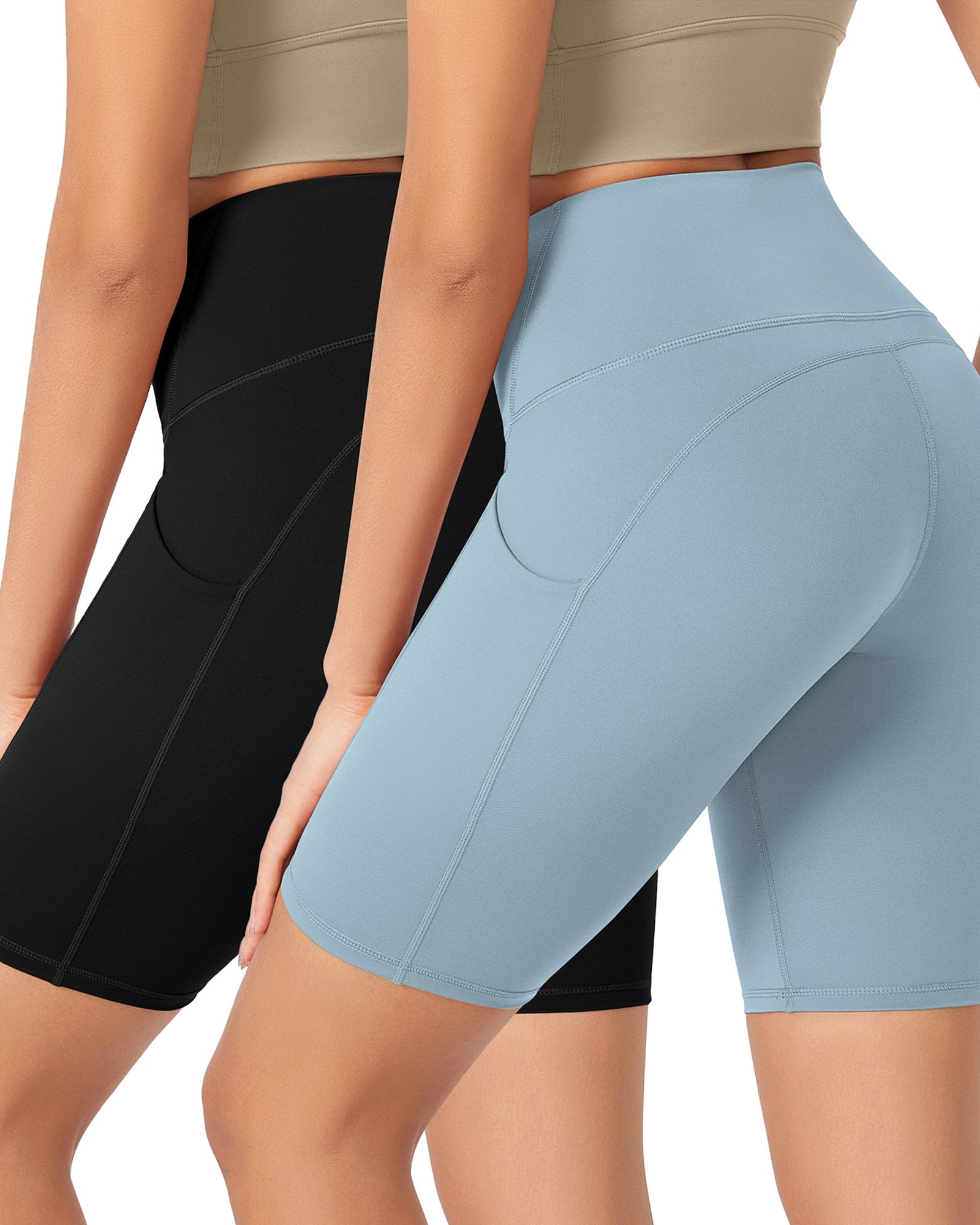 ODLEX 2-Pack 8 Inseam High Waist Workout Athletic Biker Shorts with Pockets - ododos