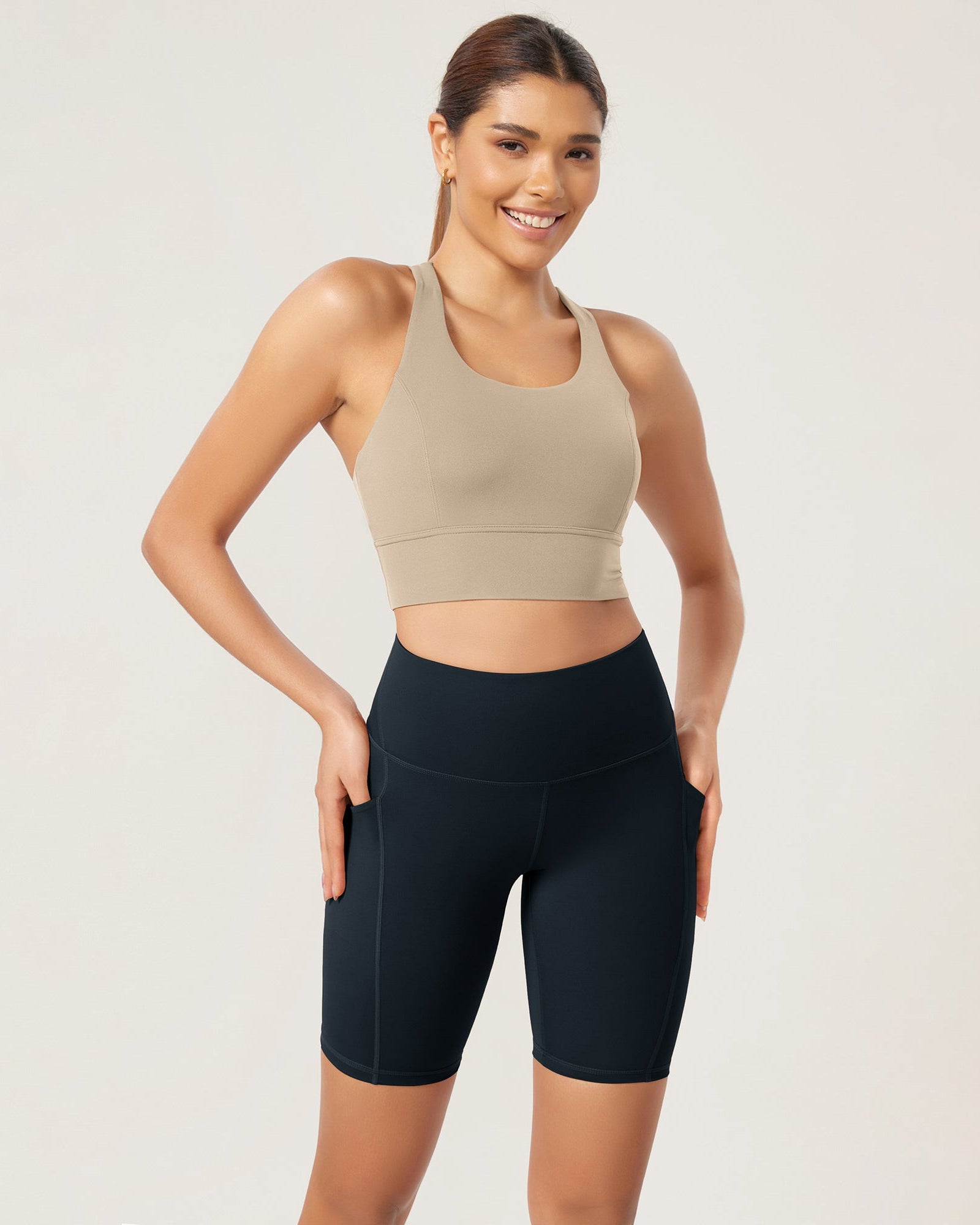 ODLEX 2-Pack 8 Inseam High Waist Workout Athletic Biker Shorts with Pockets - ododos