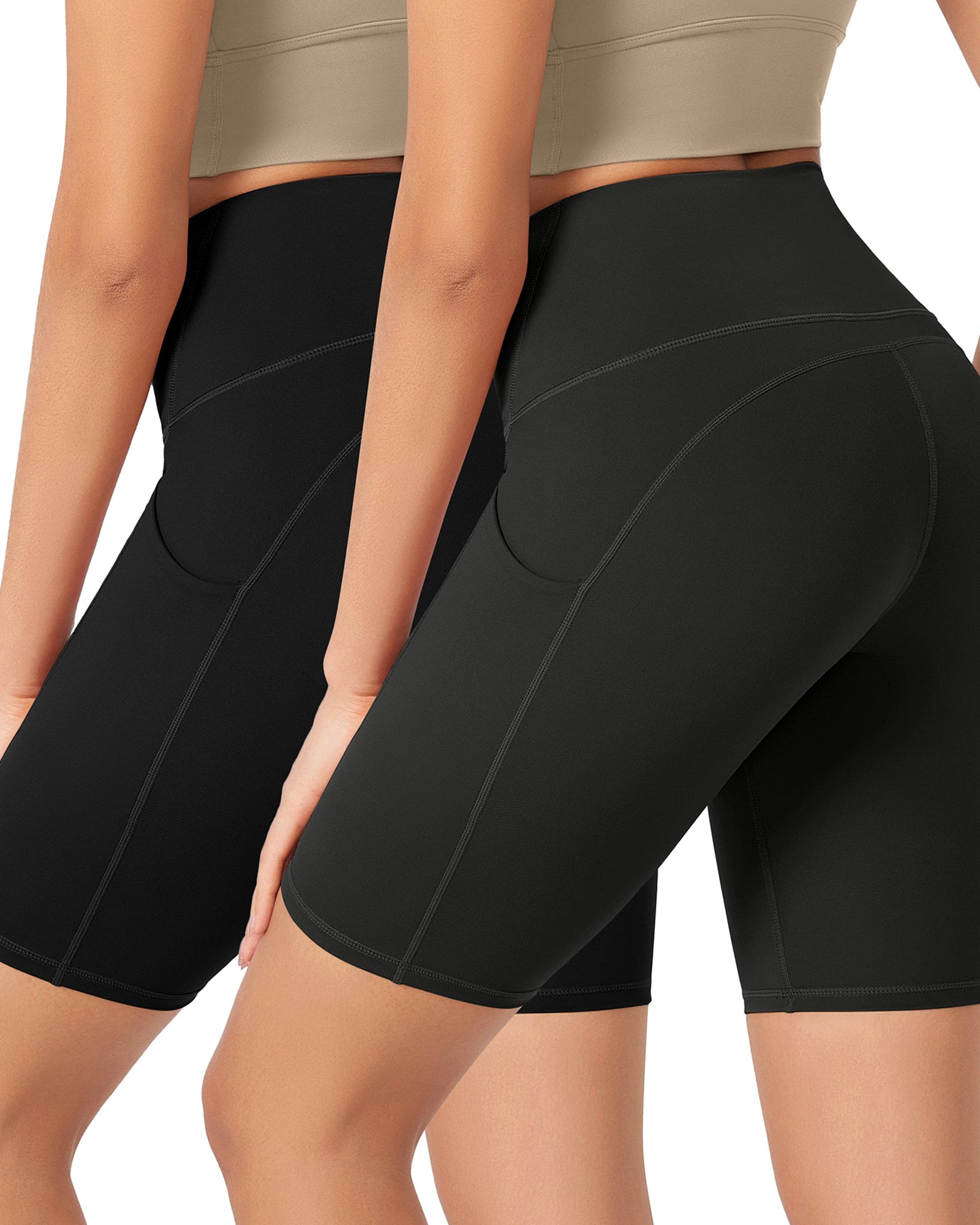 ODLEX 2-Pack 8 Inseam High Waist Workout Athletic Biker Shorts with Pockets - ododos