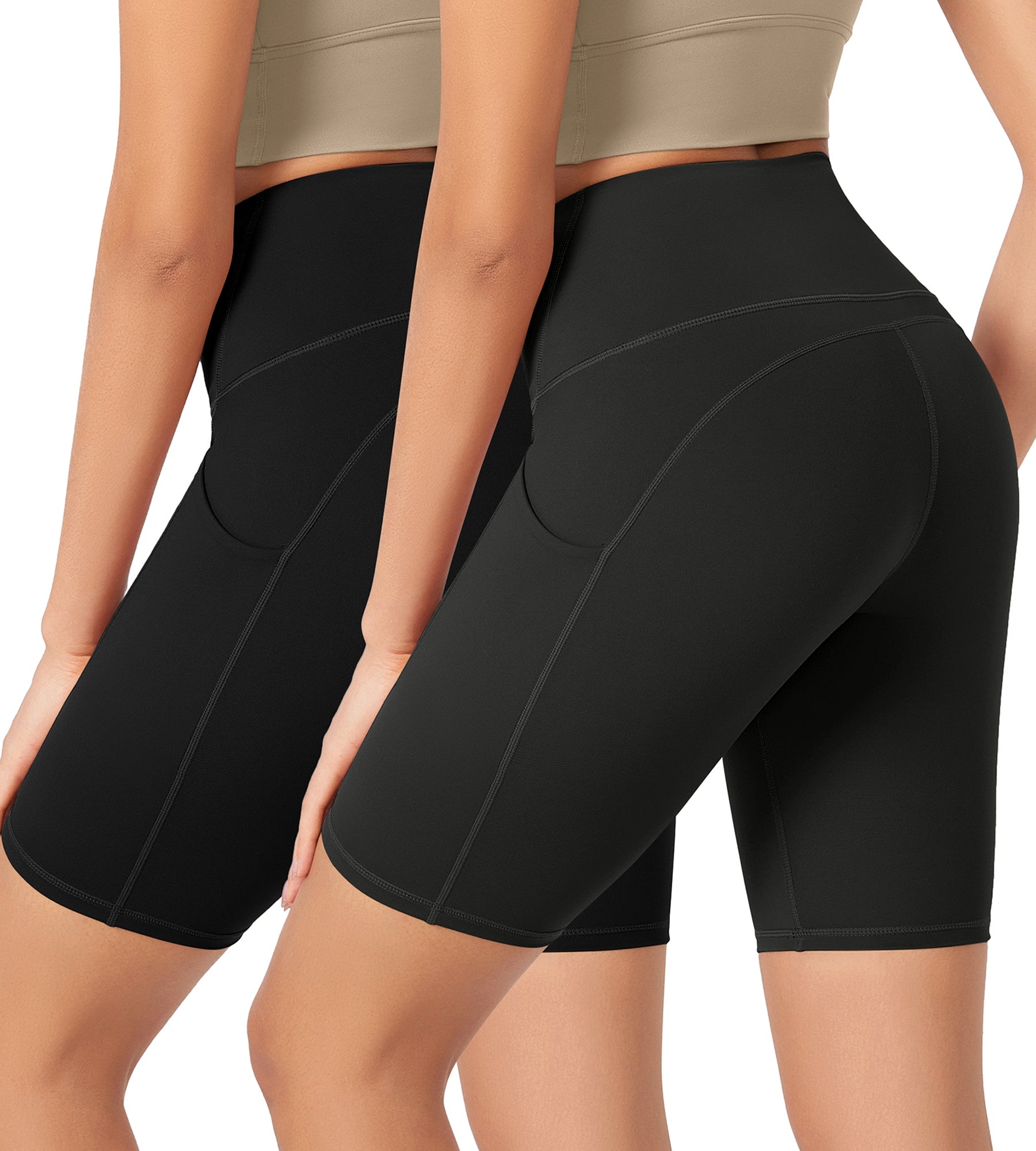 ODLEX 2-Pack 8 Inseam High Waist Workout Athletic Biker Shorts with Pockets - ododos