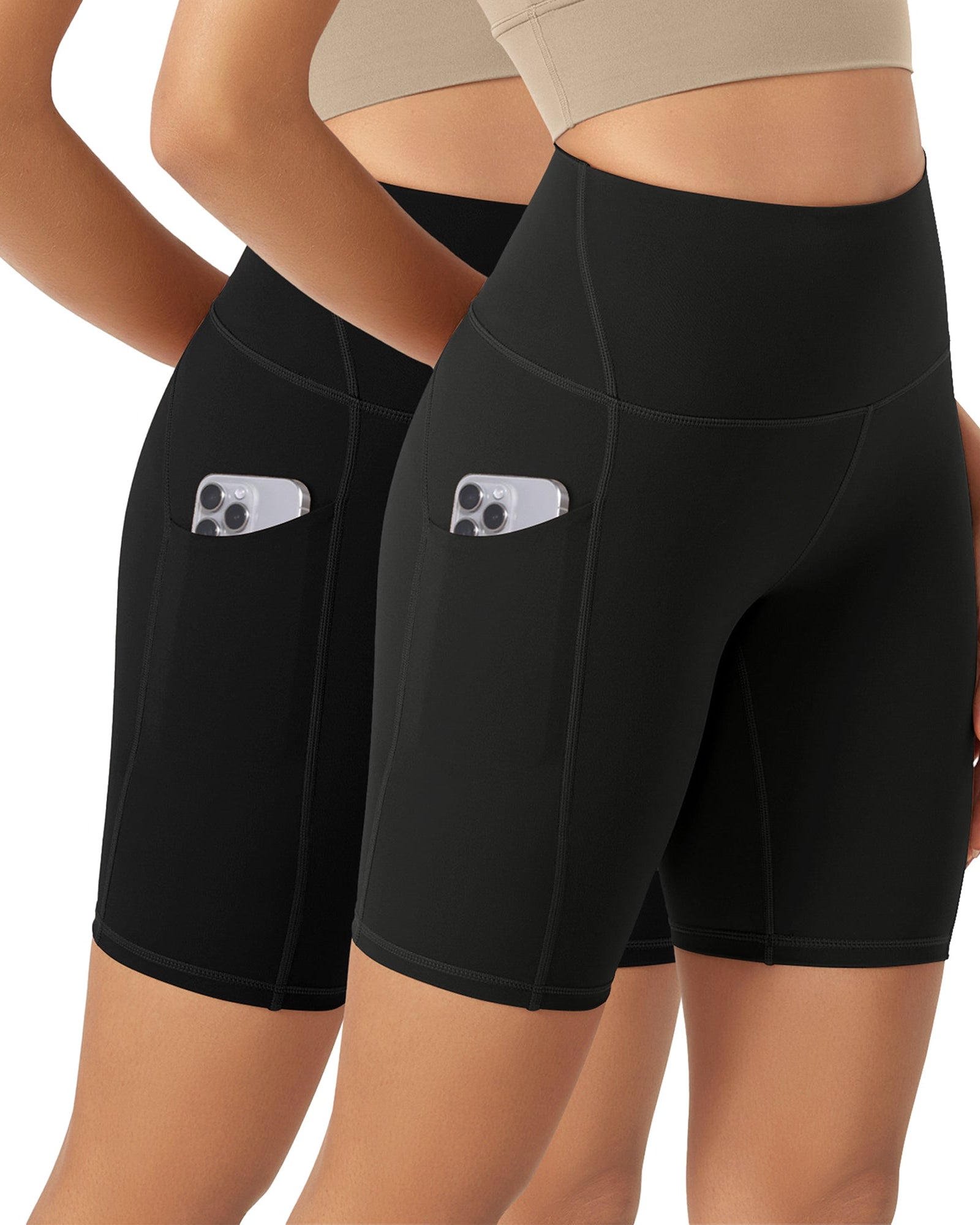 ODLEX 2-Pack 8 Inseam High Waist Workout Athletic Biker Shorts with Pockets - ododos
