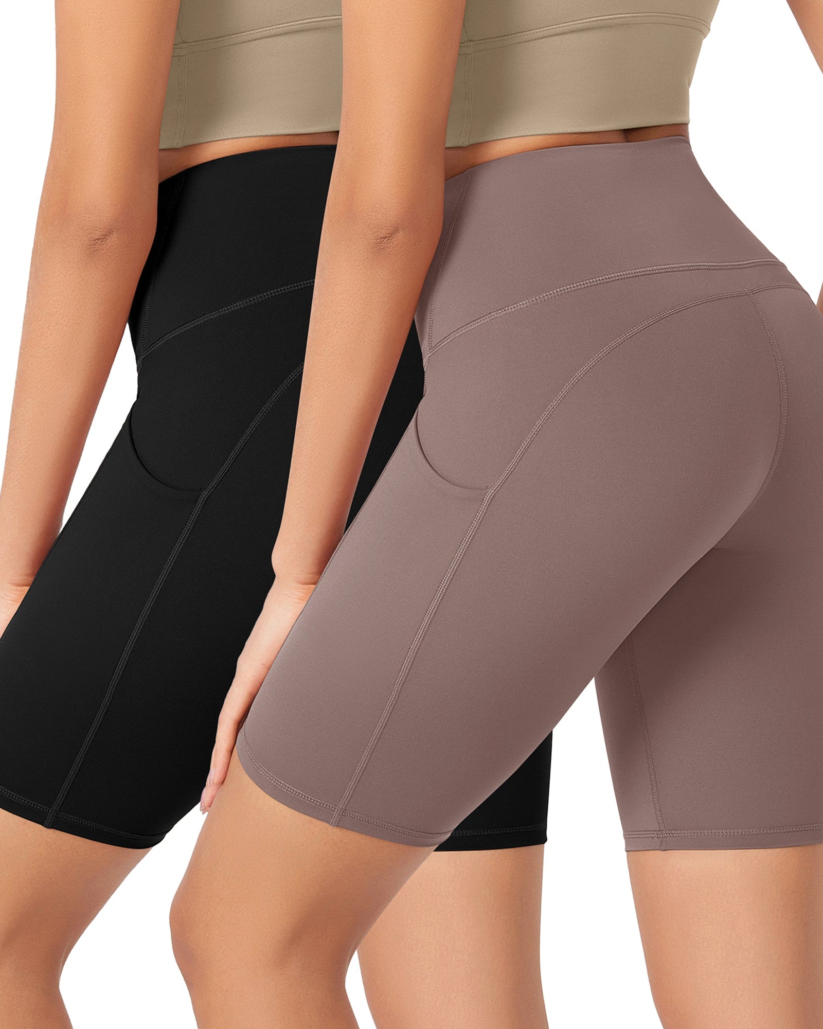 ODLEX 2-Pack 8 Inseam High Waist Workout Athletic Biker Shorts with Pockets - ododos