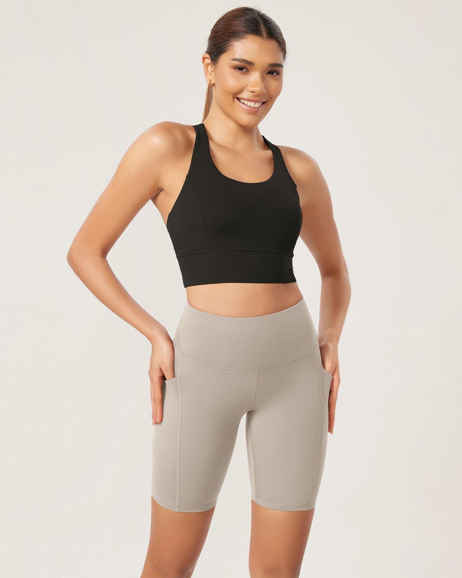 ODLEX 2-Pack 8 Inseam High Waist Workout Athletic Biker Shorts with Pockets - ododos