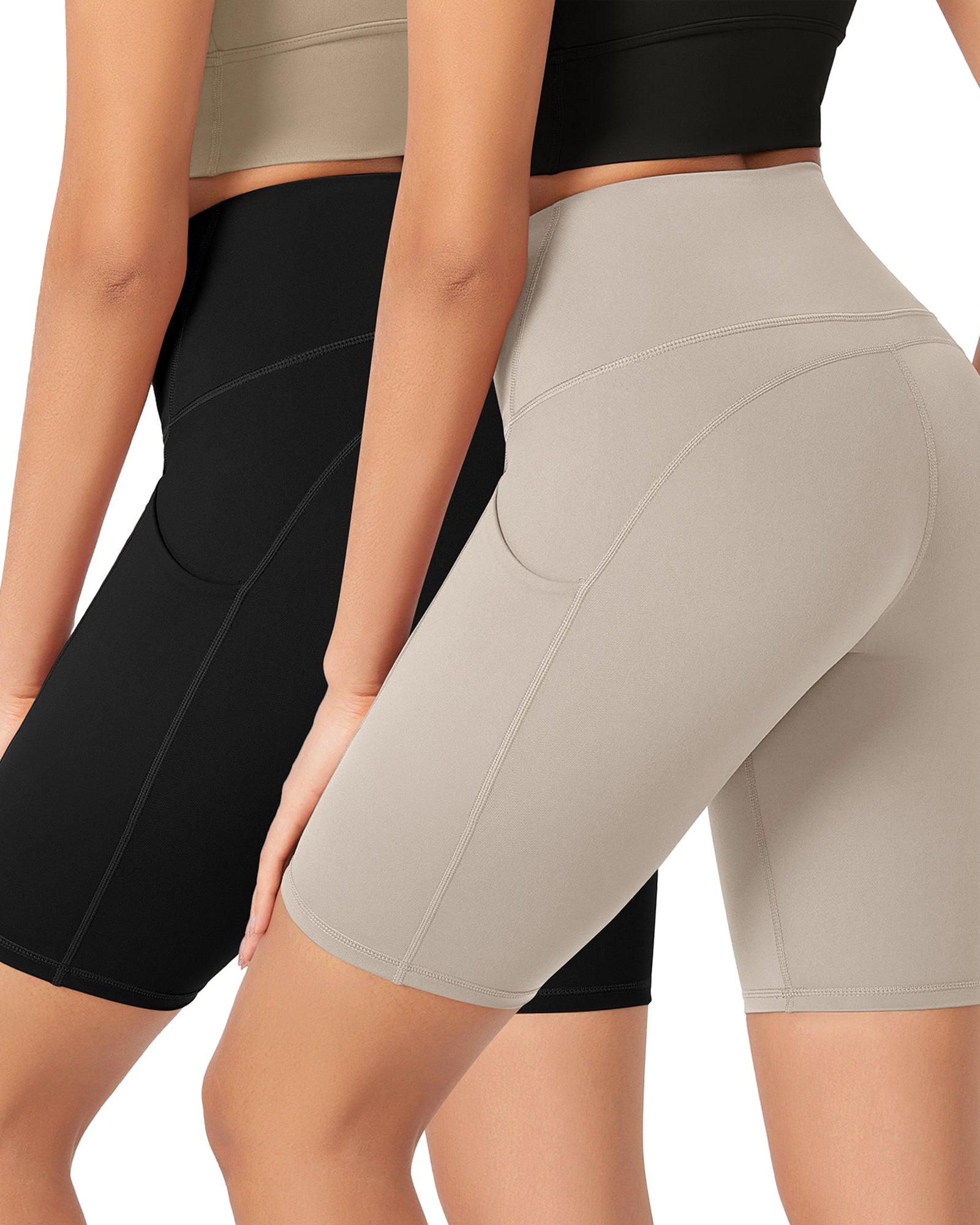 ODLEX 2-Pack 8 Inseam High Waist Workout Athletic Biker Shorts with Pockets - ododos