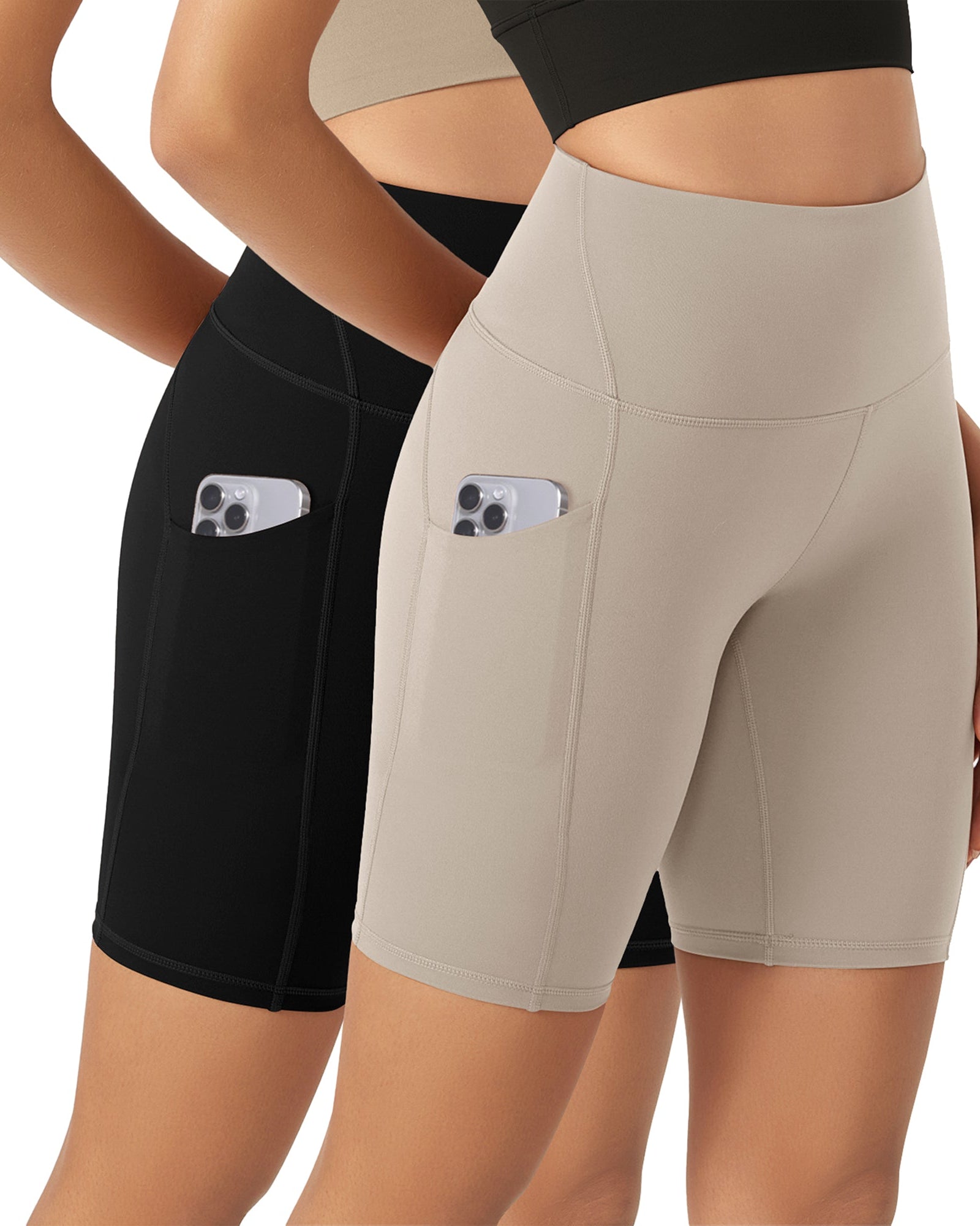 ODLEX 2-Pack 8 Inseam High Waist Workout Athletic Biker Shorts with Pockets - ododos