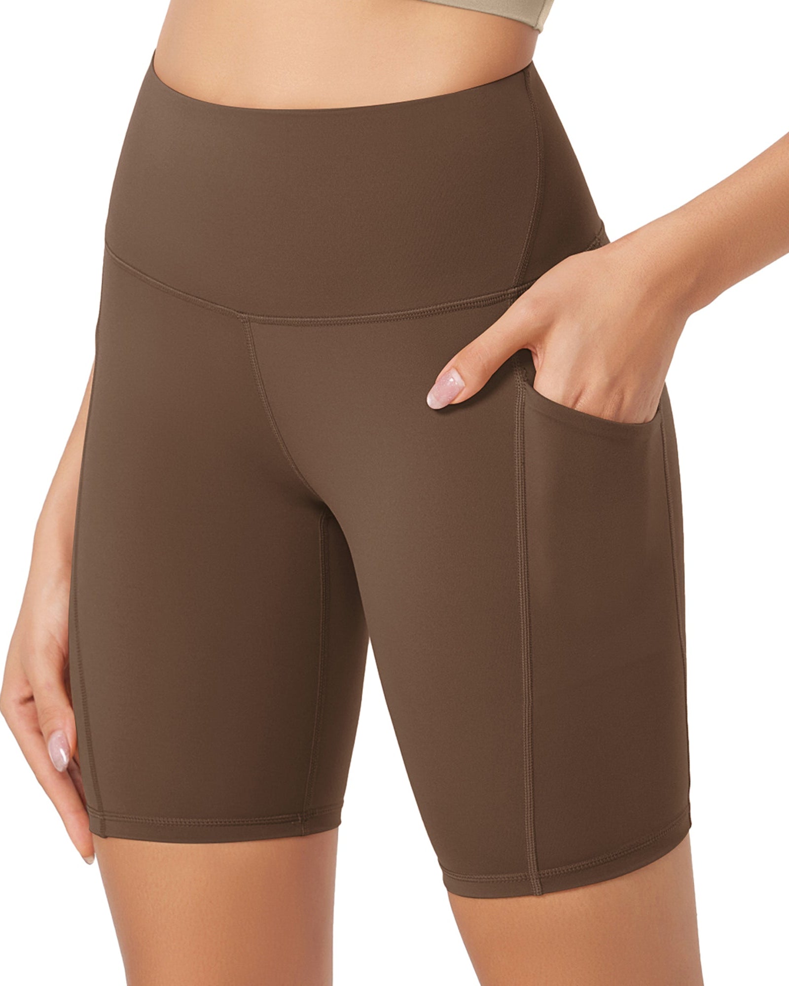 ODLEX 8 Inseam High Waist Workout Athletic Biker Shorts with Pockets - ododos