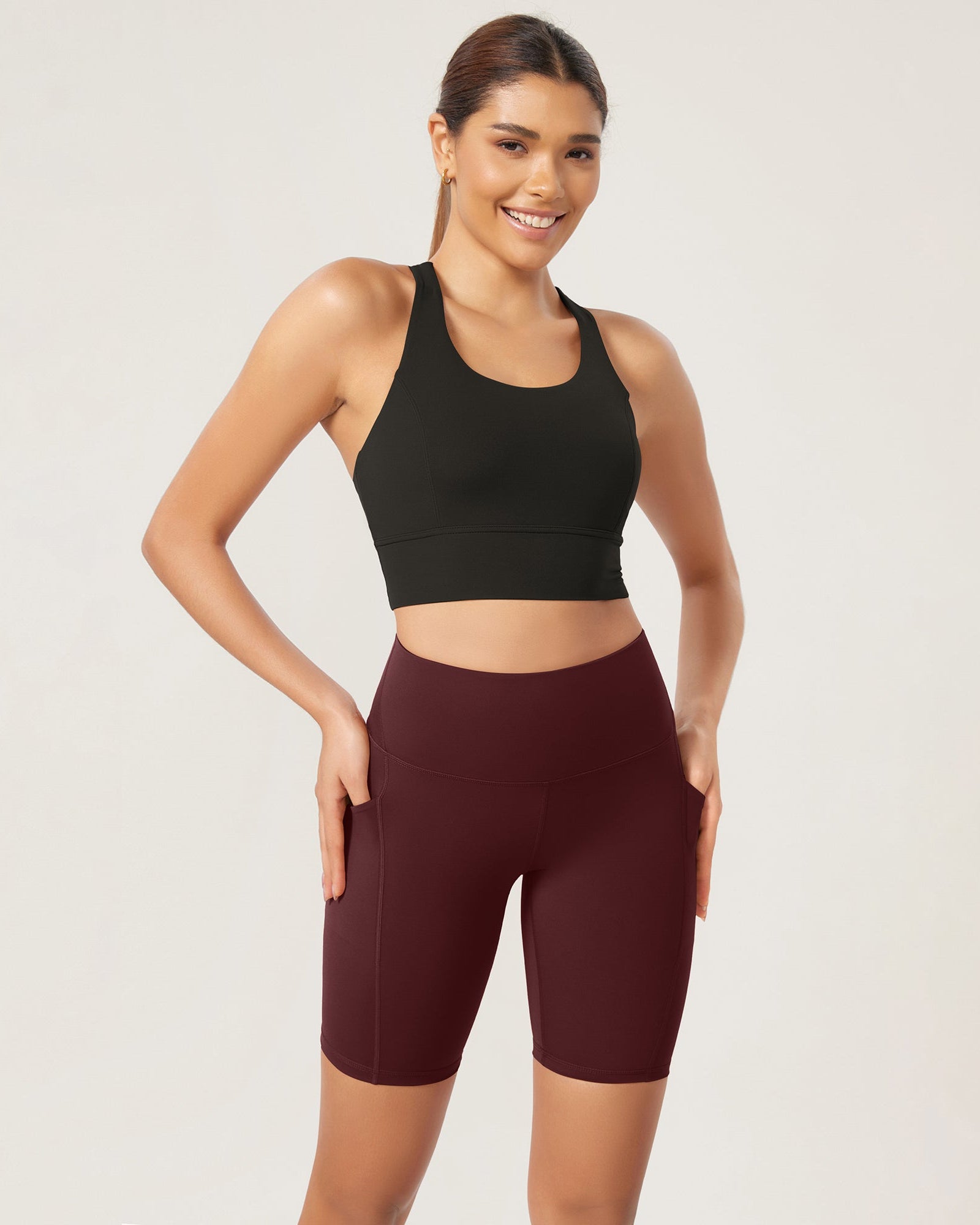 ODLEX 8 Inseam High Waist Workout Athletic Biker Shorts with Pockets - ododos