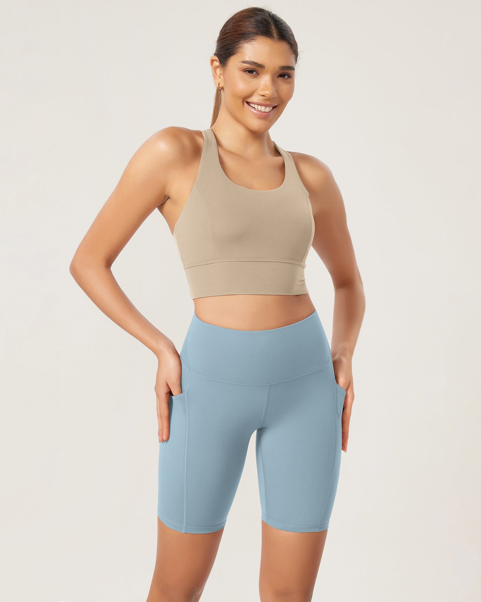 ODLEX 8 Inseam High Waist Workout Athletic Biker Shorts with Pockets - ododos