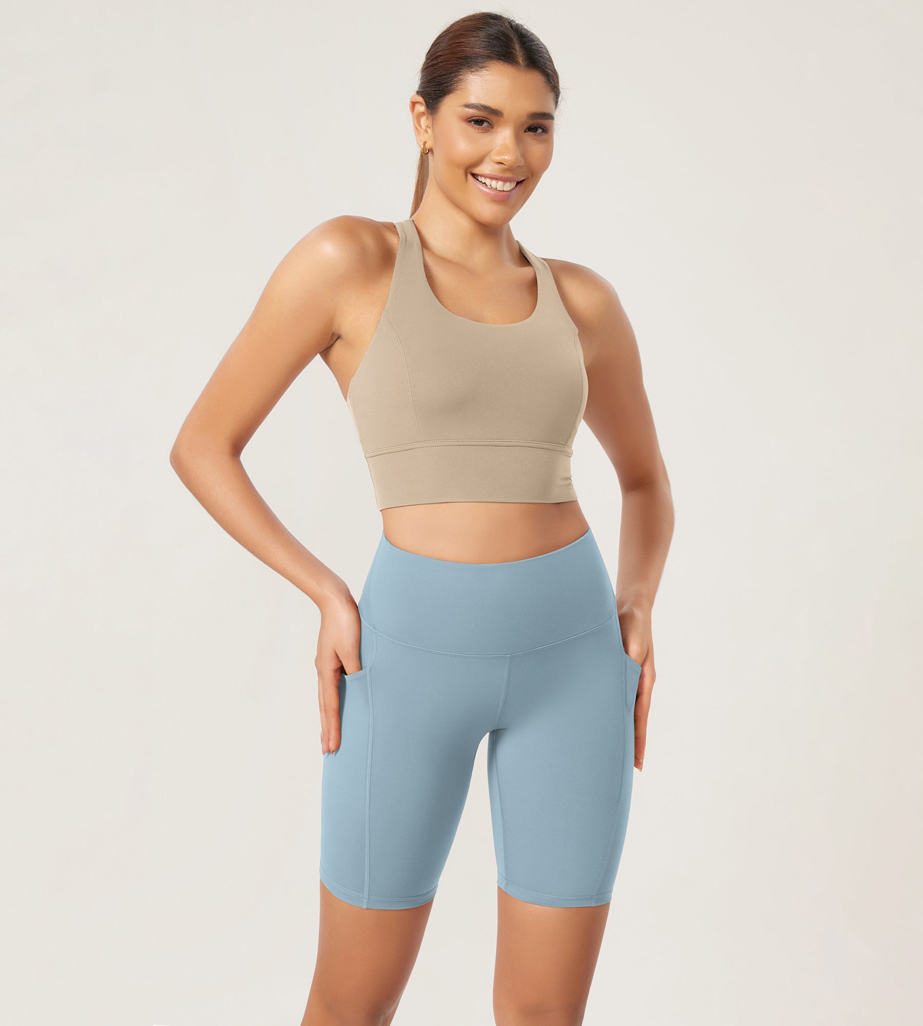 ODLEX 8 Inseam High Waist Workout Athletic Biker Shorts with Pockets - ododos