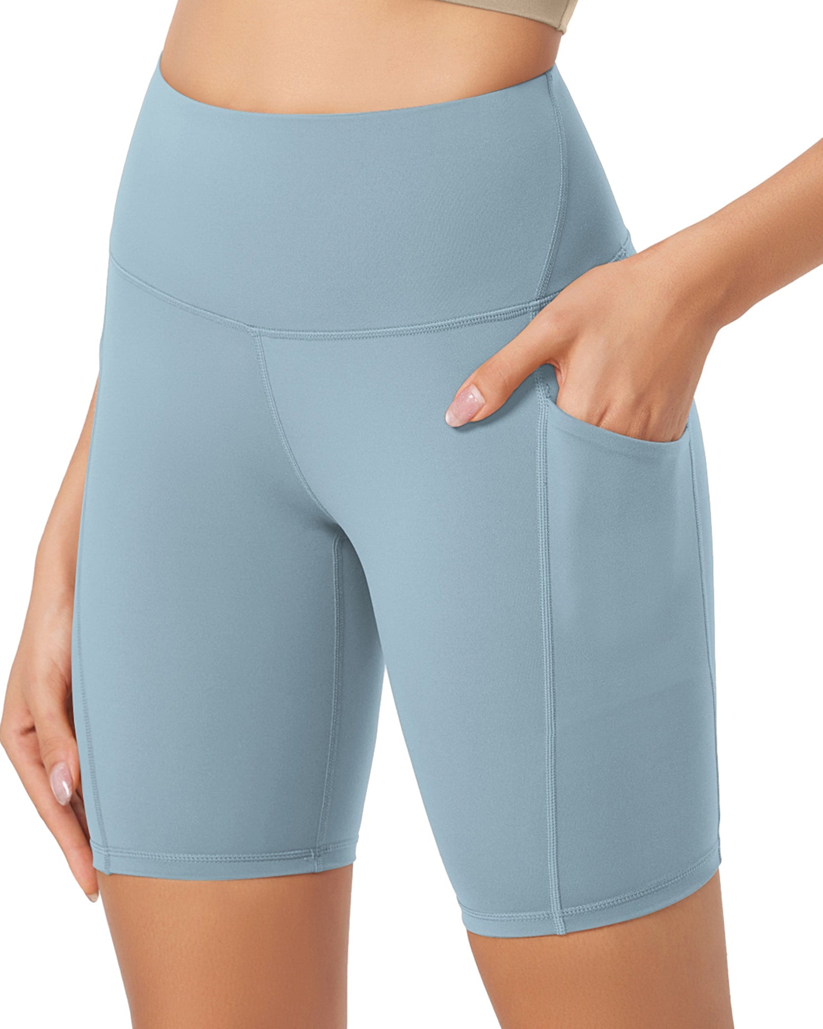 ODLEX 8 Inseam High Waist Workout Athletic Biker Shorts with Pockets - ododos